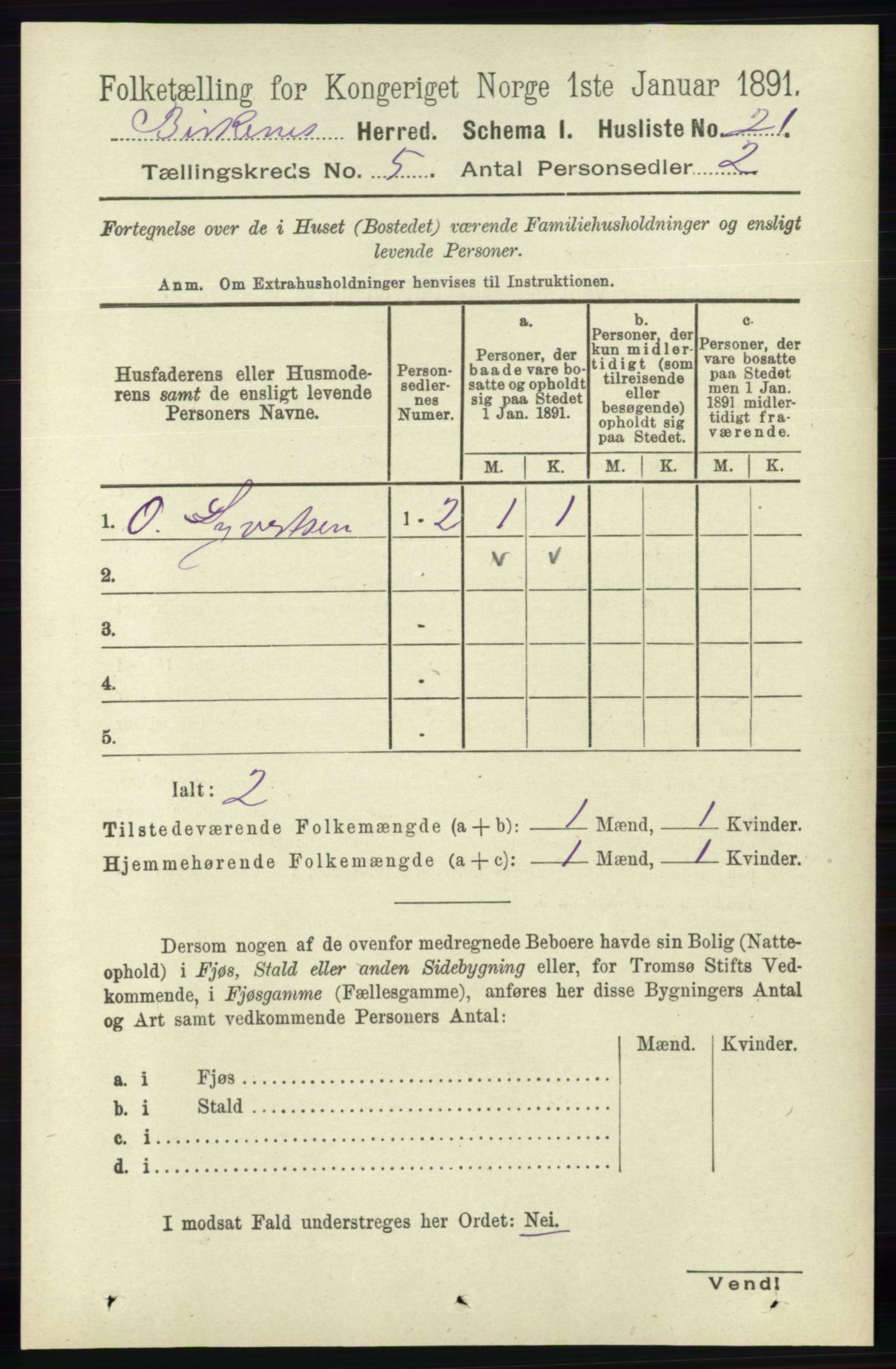 RA, 1891 Census for 0928 Birkenes, 1891, p. 1517