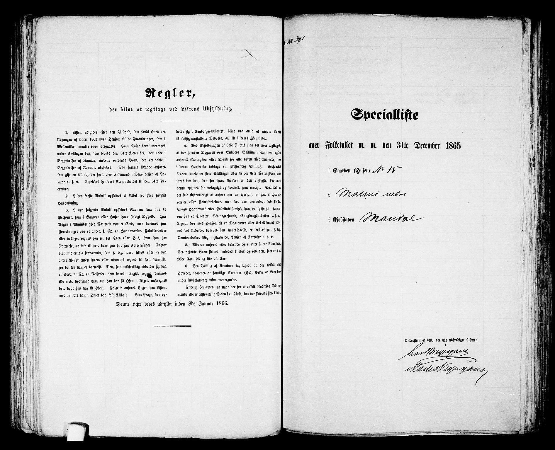 RA, 1865 census for Mandal/Mandal, 1865, p. 730