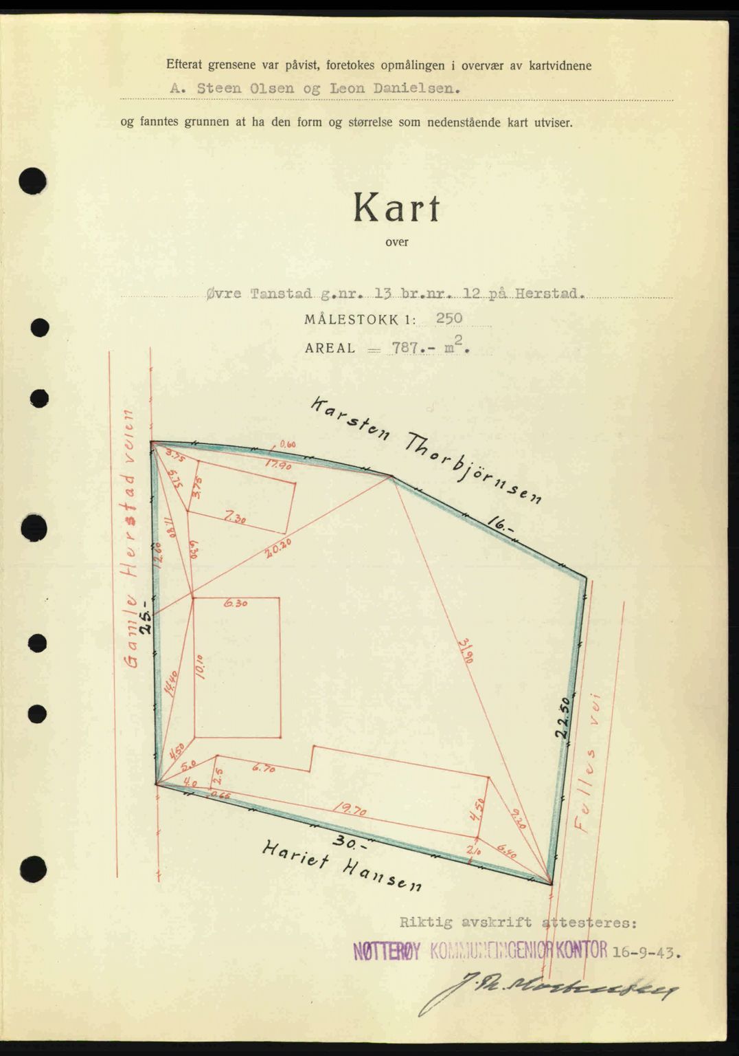 Tønsberg sorenskriveri, AV/SAKO-A-130/G/Ga/Gaa/L0014: Mortgage book no. A14, 1943-1944, Diary no: : 2350/1943