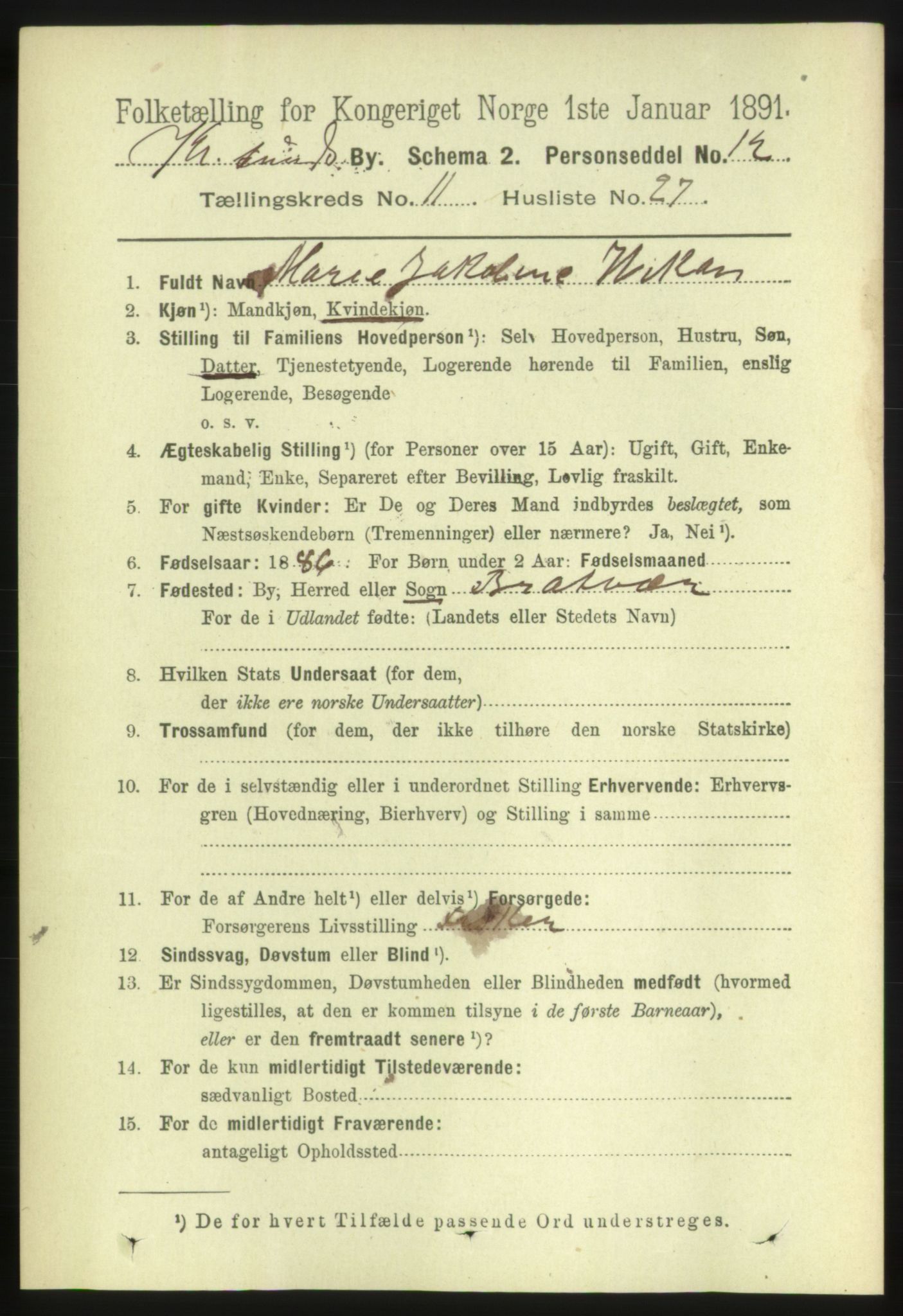 RA, 1891 census for 1503 Kristiansund, 1891, p. 9071