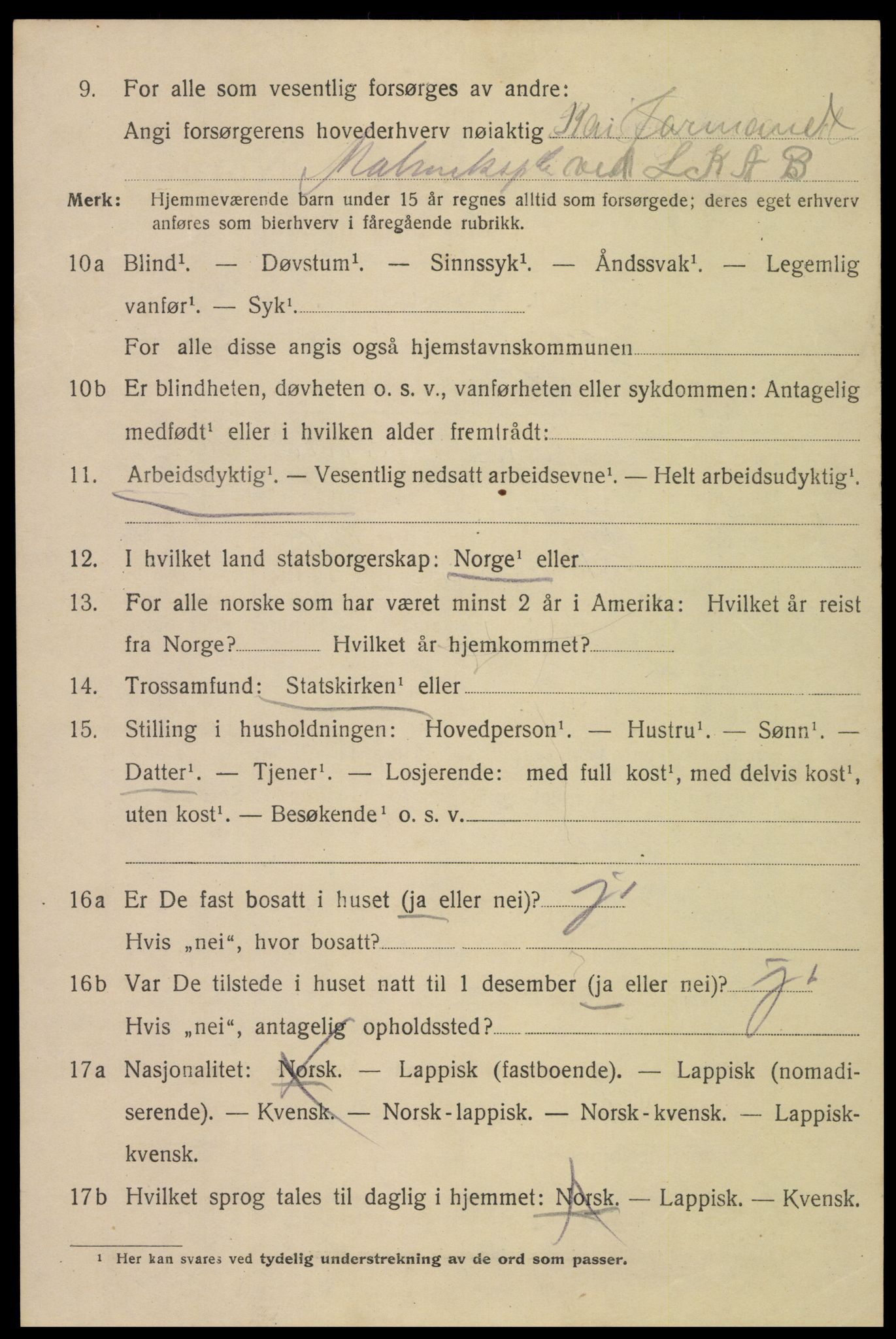 SAT, 1920 census for Narvik, 1920, p. 8833