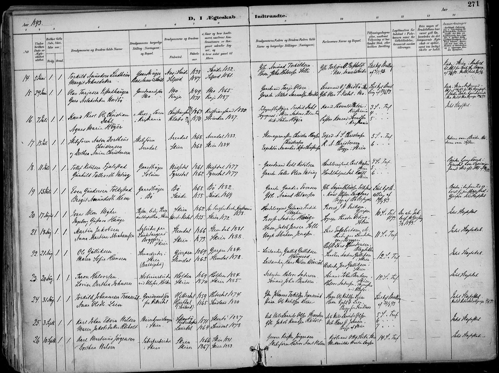 Skien kirkebøker, SAKO/A-302/F/Fa/L0010: Parish register (official) no. 10, 1891-1899, p. 271