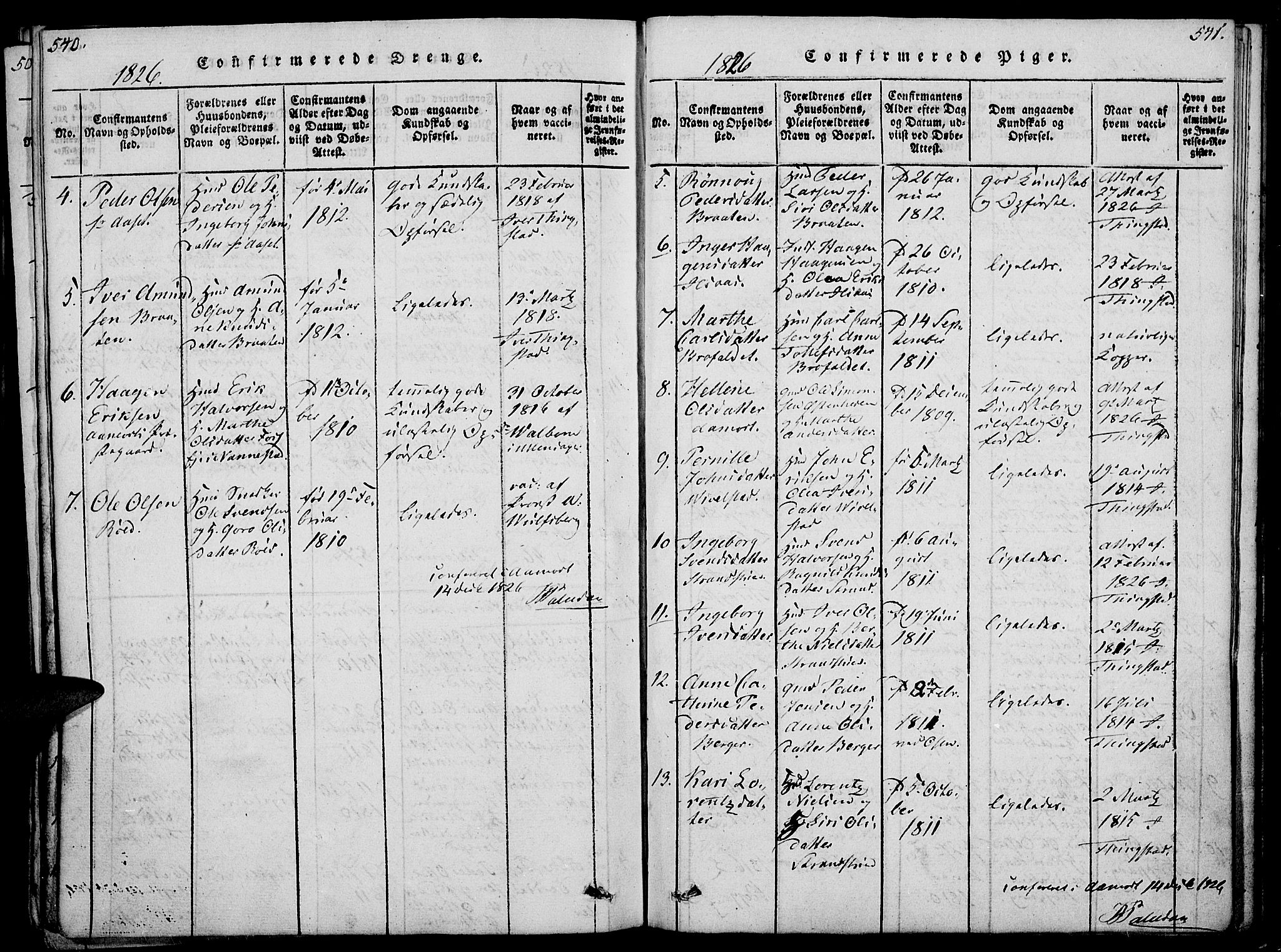 Åmot prestekontor, Hedmark, AV/SAH-PREST-056/H/Ha/Haa/L0005: Parish register (official) no. 5, 1815-1841, p. 540-541