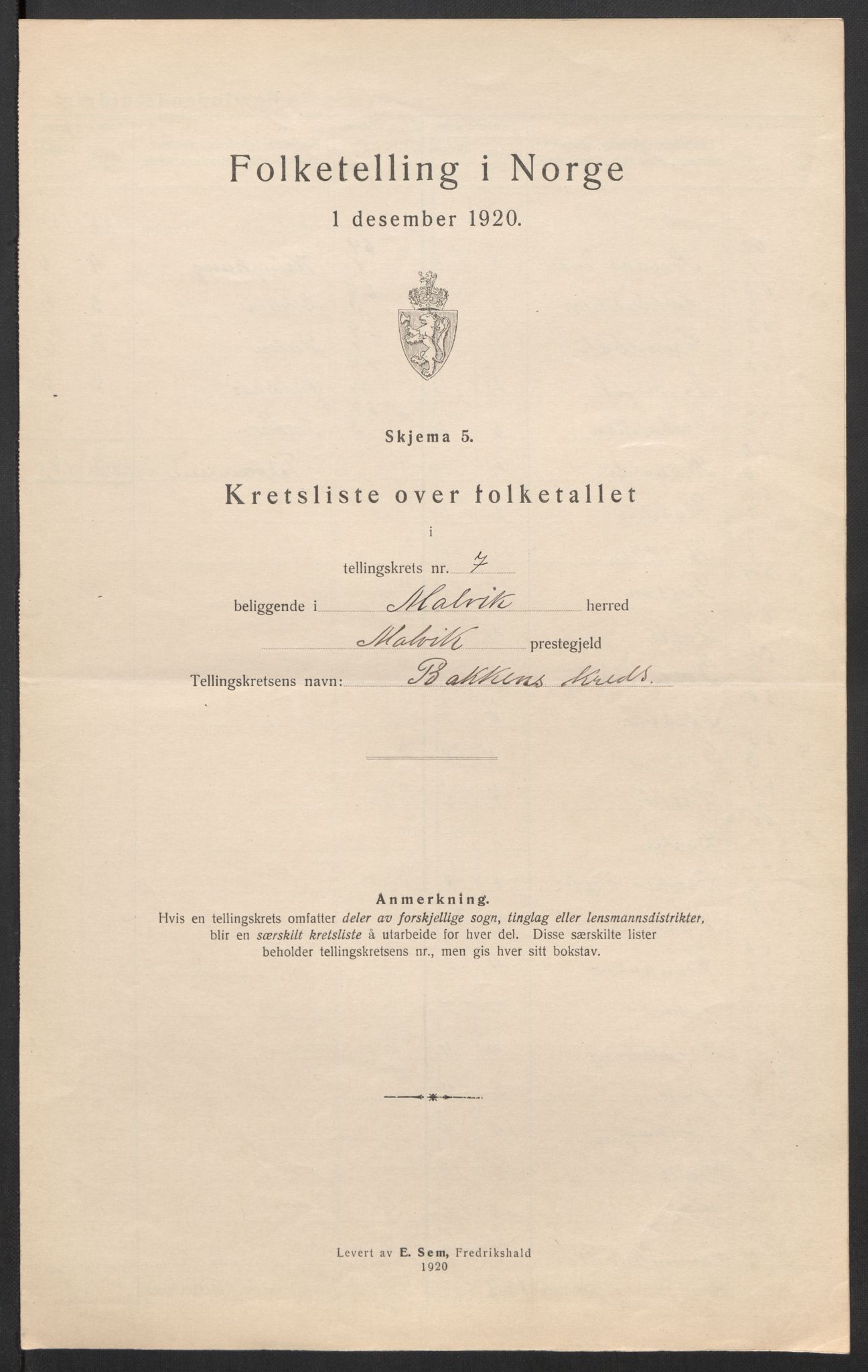 SAT, 1920 census for Malvik, 1920, p. 34