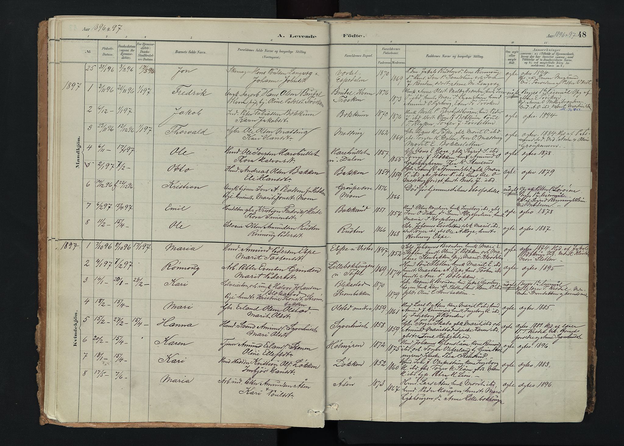 Nord-Fron prestekontor, SAH/PREST-080/H/Ha/Haa/L0005: Parish register (official) no. 5, 1884-1914, p. 48