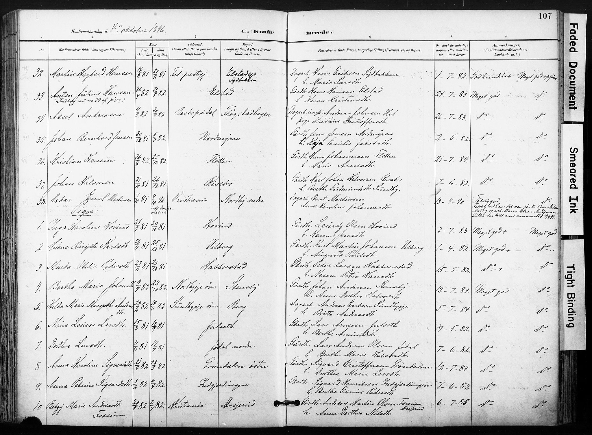 Ullensaker prestekontor Kirkebøker, AV/SAO-A-10236a/F/Fb/L0002: Parish register (official) no. II 2, 1894-1909, p. 107