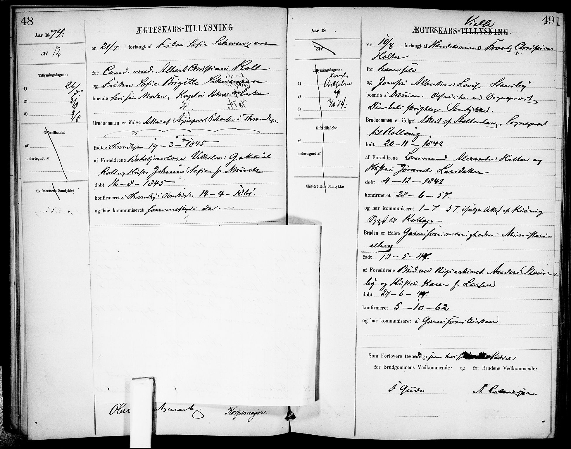 Garnisonsmenigheten Kirkebøker, AV/SAO-A-10846/H/Ha/L0007: Banns register no. I 7, 1872-1893, p. 48-49