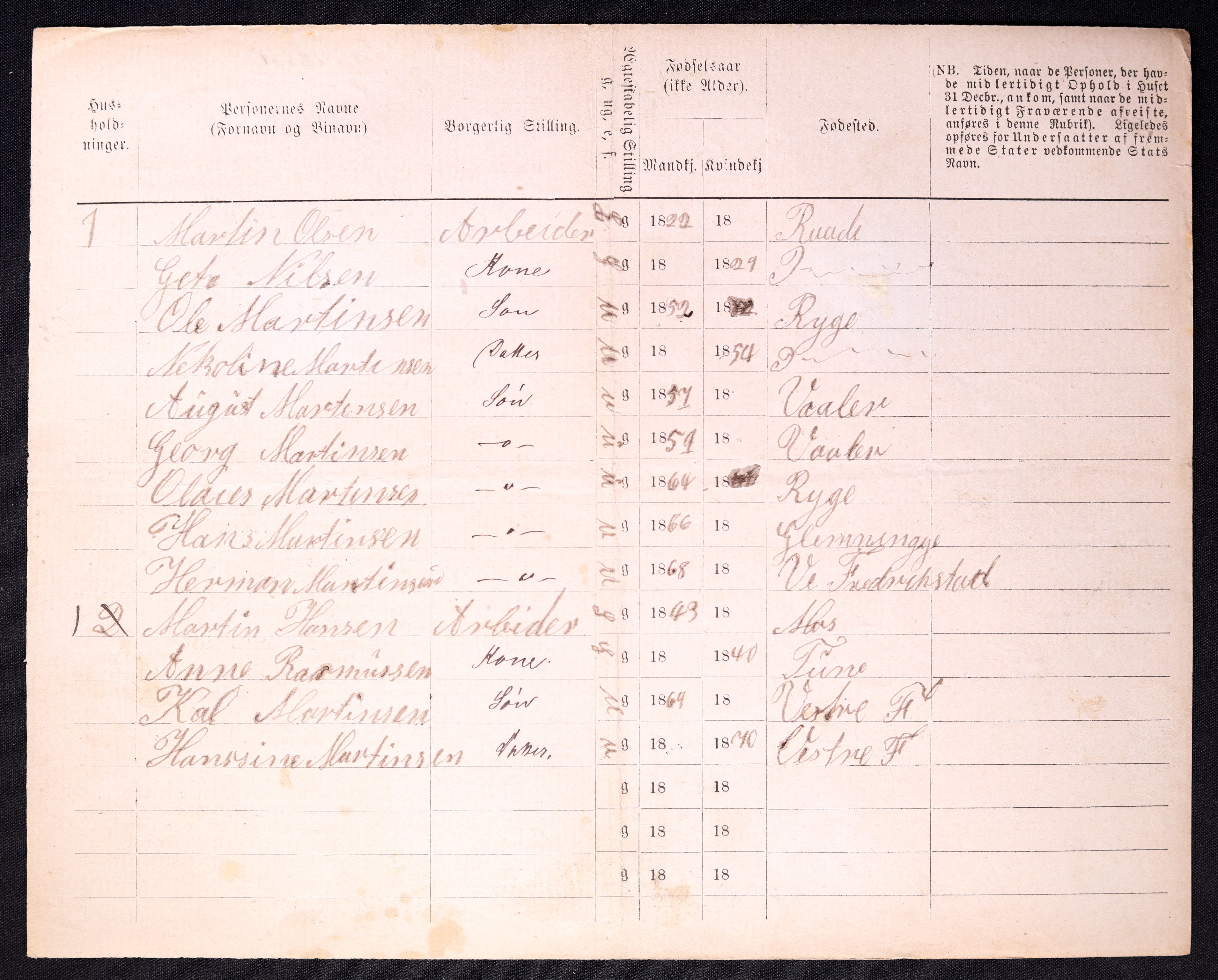 RA, 1870 census for 0103 Fredrikstad, 1870, p. 1324