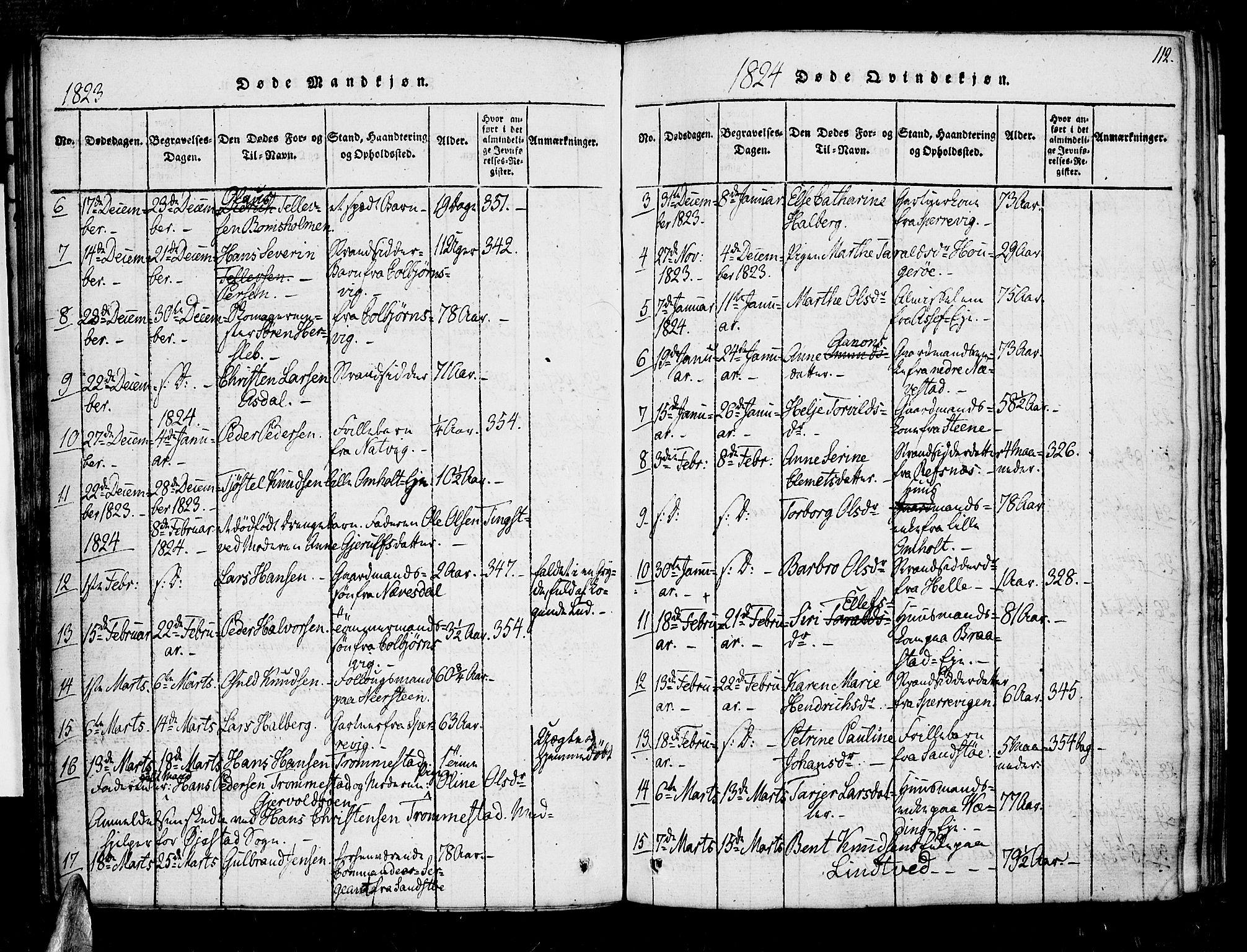 Øyestad sokneprestkontor, AV/SAK-1111-0049/F/Fa/L0012: Parish register (official) no. A 12, 1816-1827, p. 112