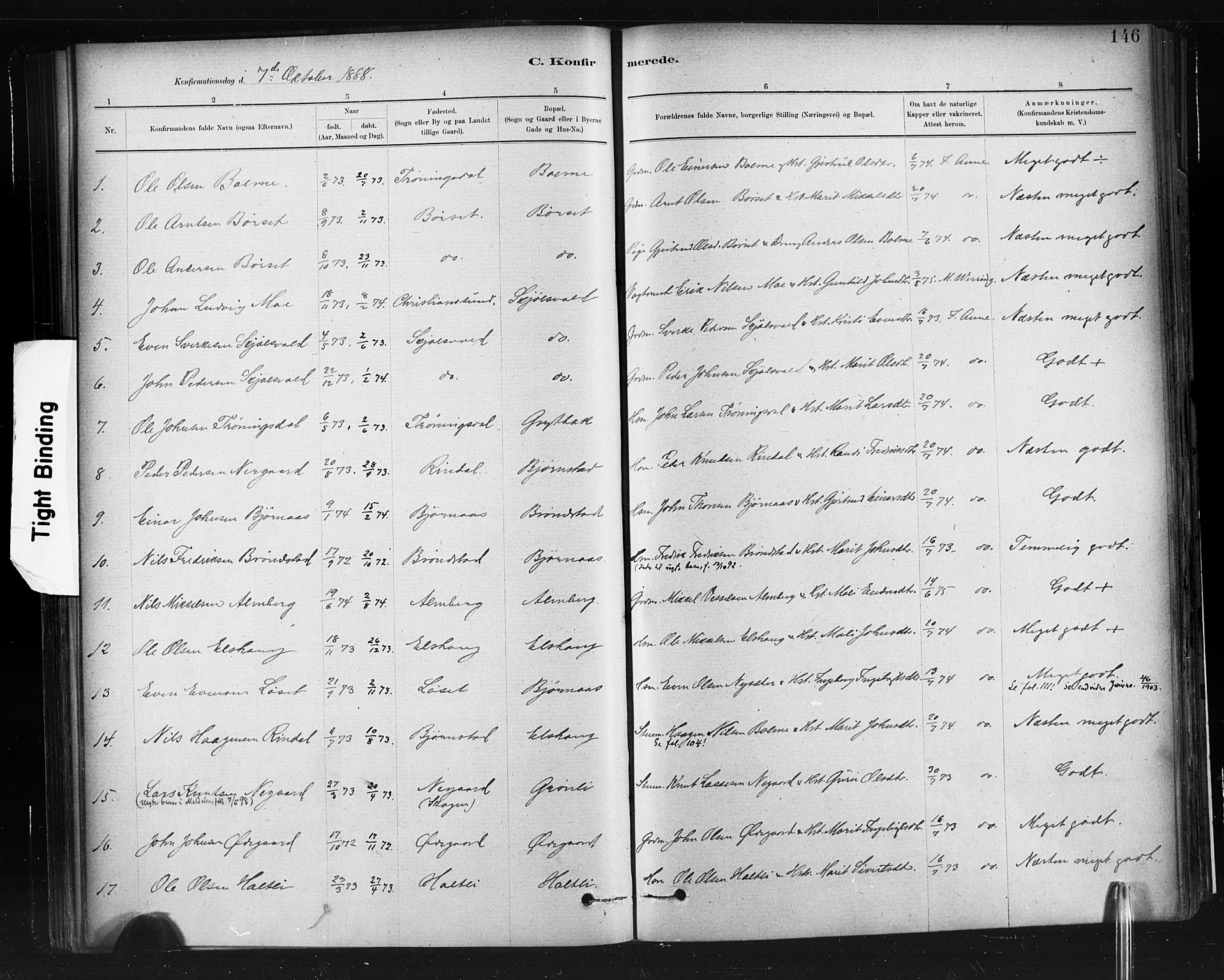 Ministerialprotokoller, klokkerbøker og fødselsregistre - Møre og Romsdal, AV/SAT-A-1454/598/L1069: Parish register (official) no. 598A03, 1882-1895, p. 146