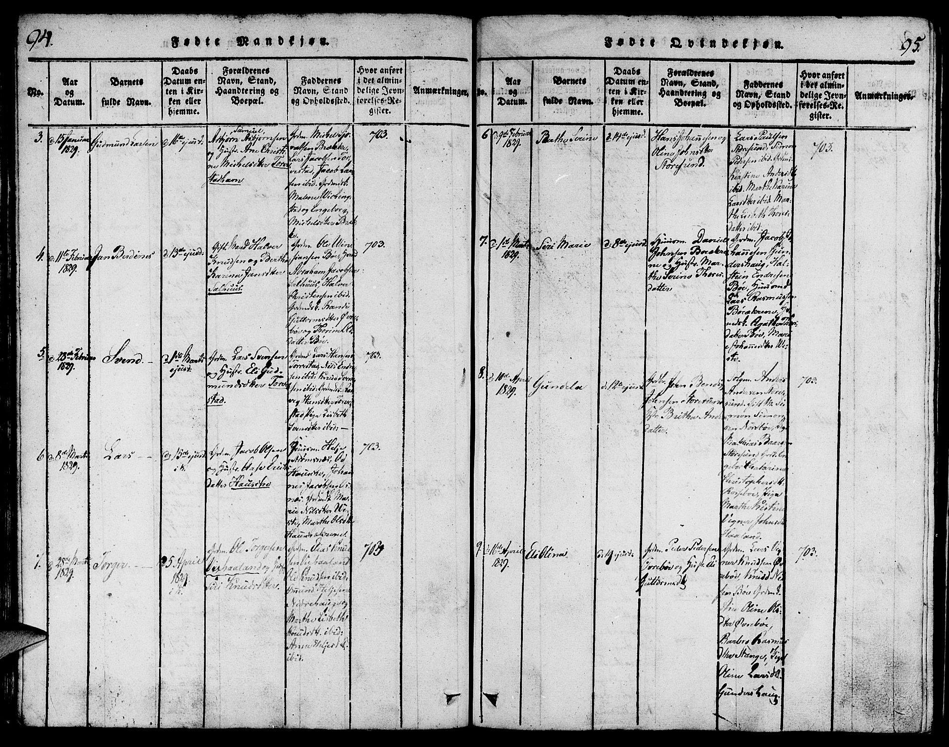 Torvastad sokneprestkontor, AV/SAST-A -101857/H/Ha/Haa/L0004: Parish register (official) no. A 3 /1, 1817-1836, p. 94-95