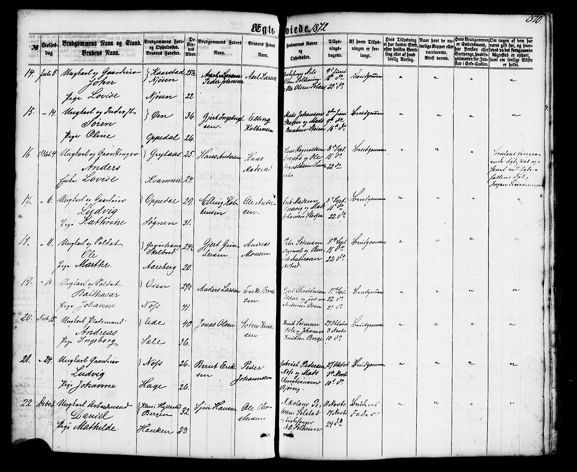 Gaular sokneprestembete, SAB/A-80001/H/Haa: Parish register (official) no. A 5, 1860-1881, p. 370