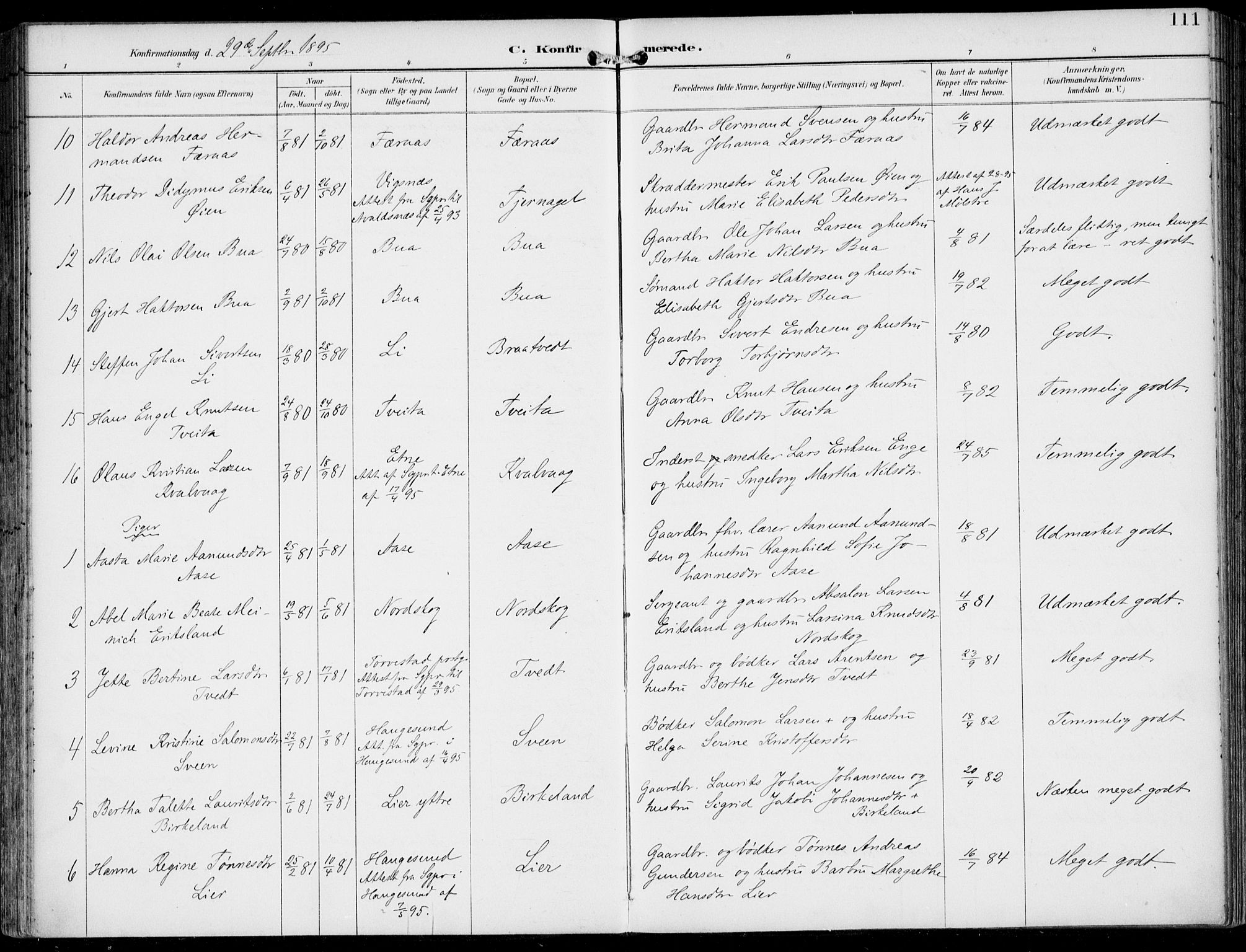 Sveio Sokneprestembete, AV/SAB-A-78501/H/Haa: Parish register (official) no. B  3, 1894-1906, p. 111