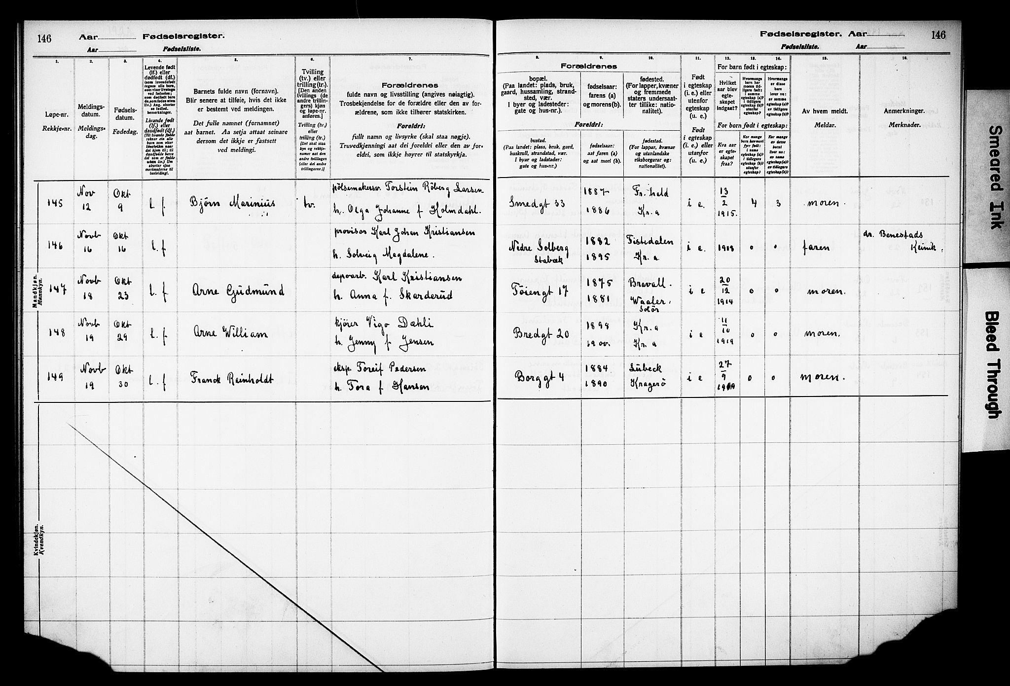 Grønland prestekontor Kirkebøker, SAO/A-10848/J/Ja/L0001: Birth register no. 1, 1916-1922, p. 146