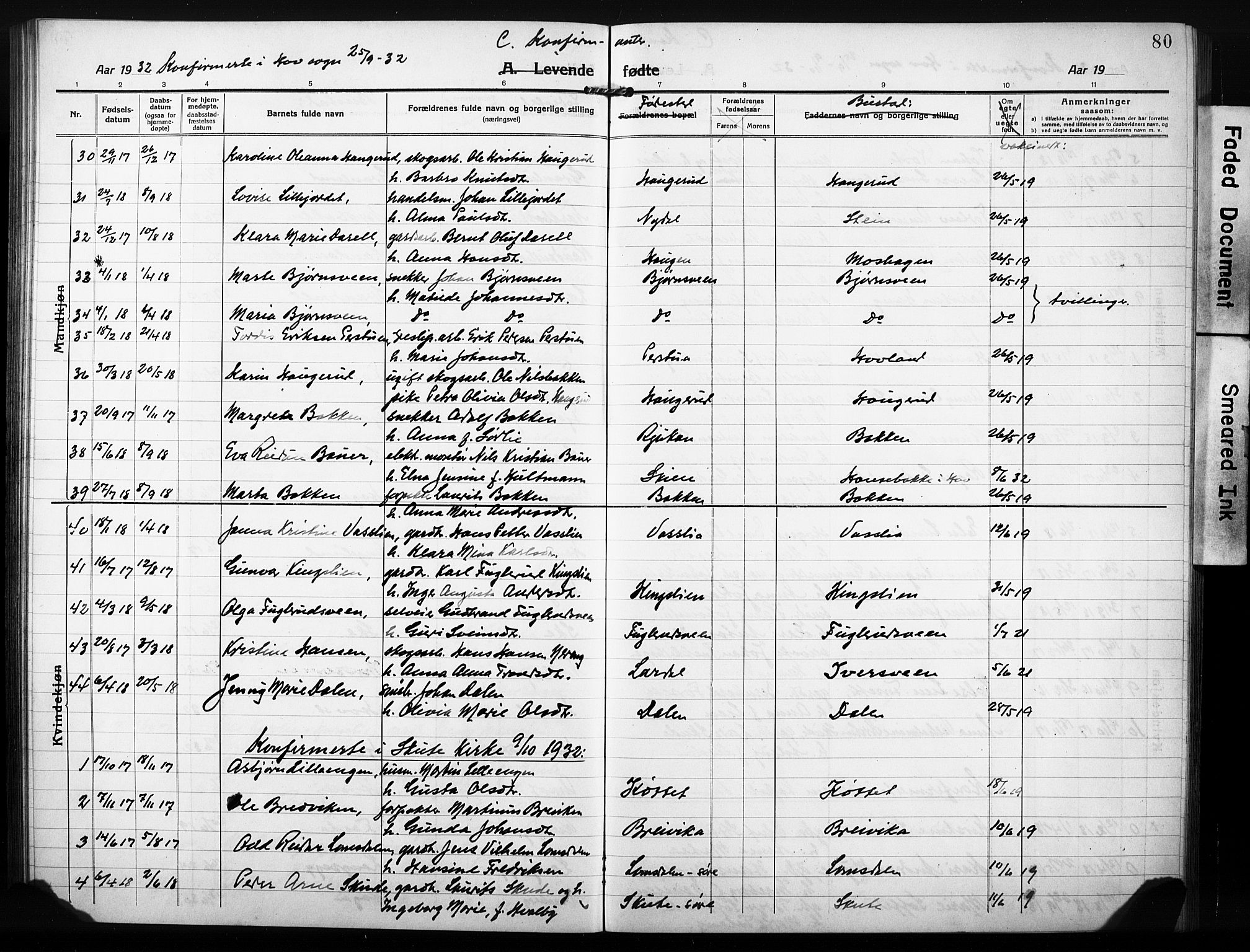 Søndre Land prestekontor, AV/SAH-PREST-122/L/L0007: Parish register (copy) no. 7, 1915-1932, p. 80