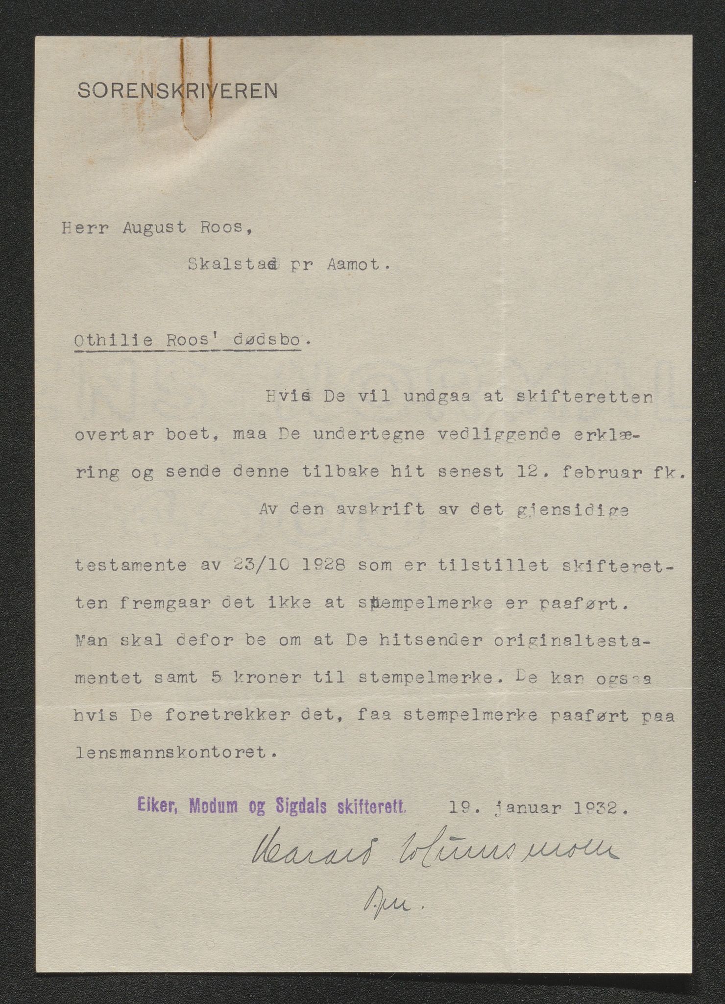 Eiker, Modum og Sigdal sorenskriveri, AV/SAKO-A-123/H/Ha/Hab/L0046: Dødsfallsmeldinger, 1930-1931, p. 1254