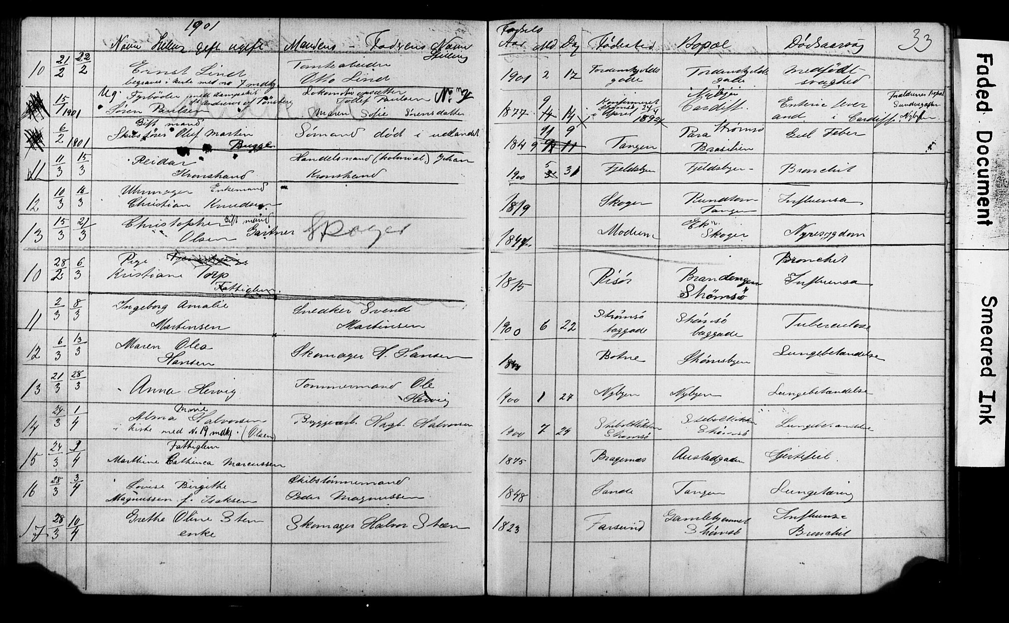 Strømsø kirkebøker, AV/SAKO-A-246/Y/Ya/L0005: Parish register draft no. I 5, 1897-1903, p. 33