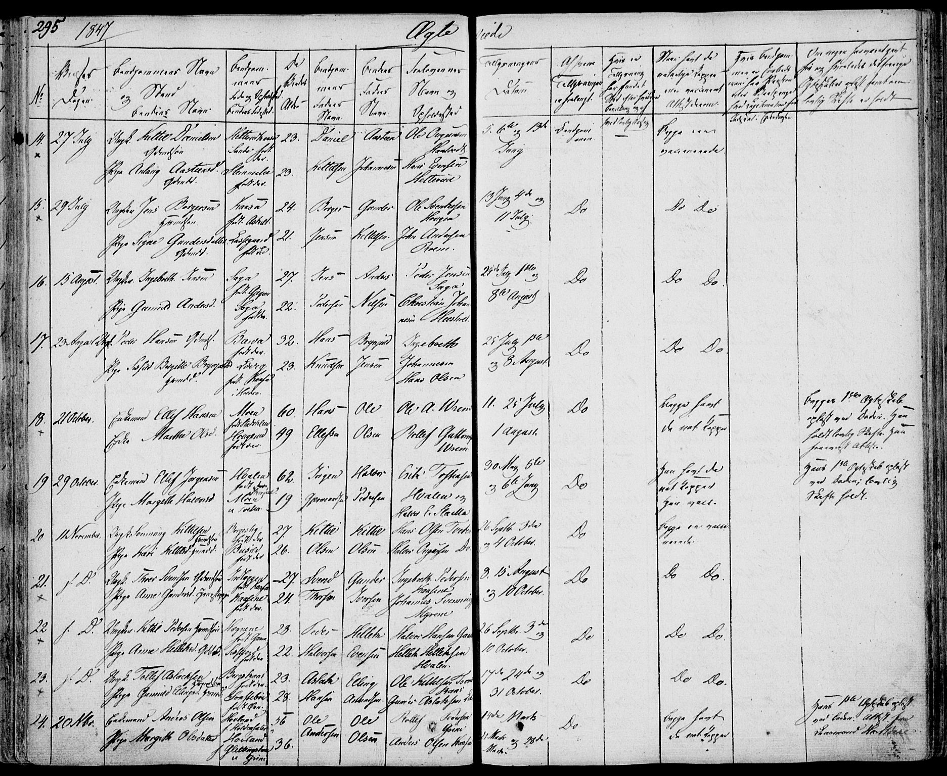 Bø kirkebøker, SAKO/A-257/F/Fa/L0007: Parish register (official) no. 7, 1831-1848, p. 295
