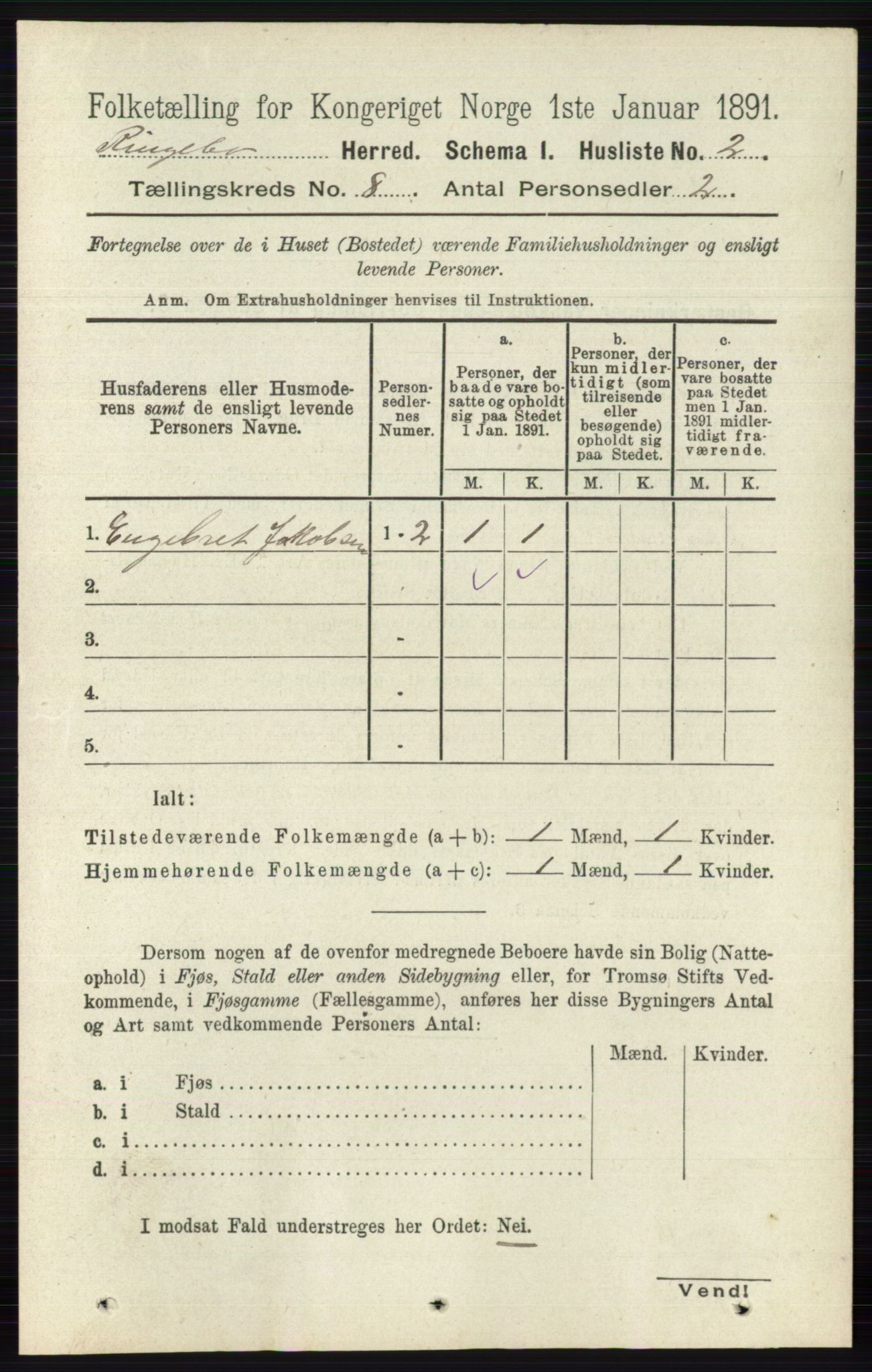 RA, 1891 census for 0520 Ringebu, 1891, p. 3582