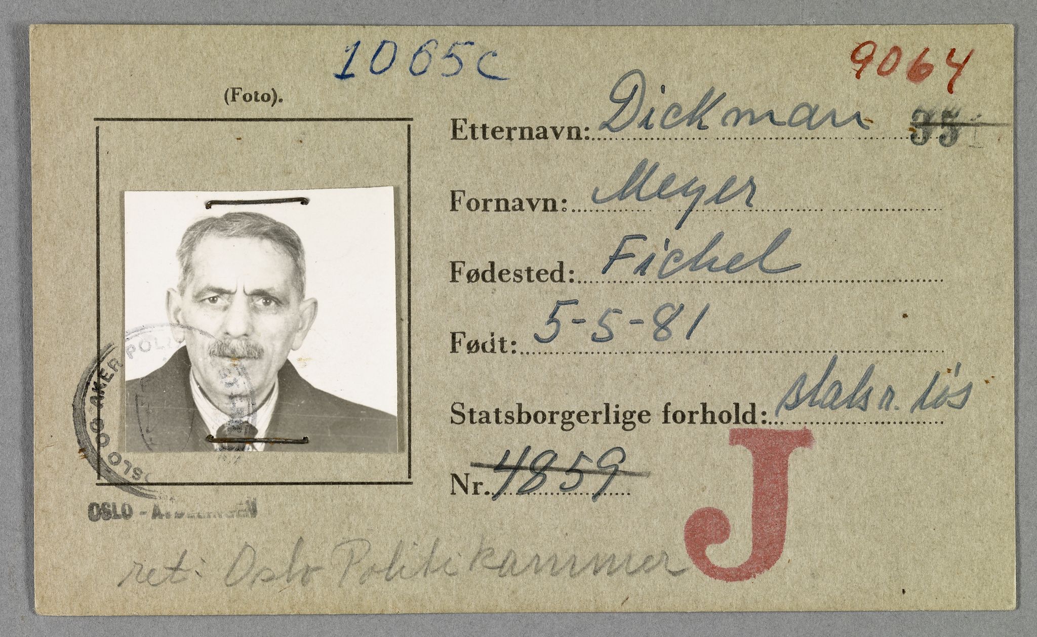 Sosialdepartementet, Våre Falne, RA/S-1708/E/Ee/L0021A: Fotografier av jøder på legitimasjonskort (1941-42), 1941-1942, p. 75