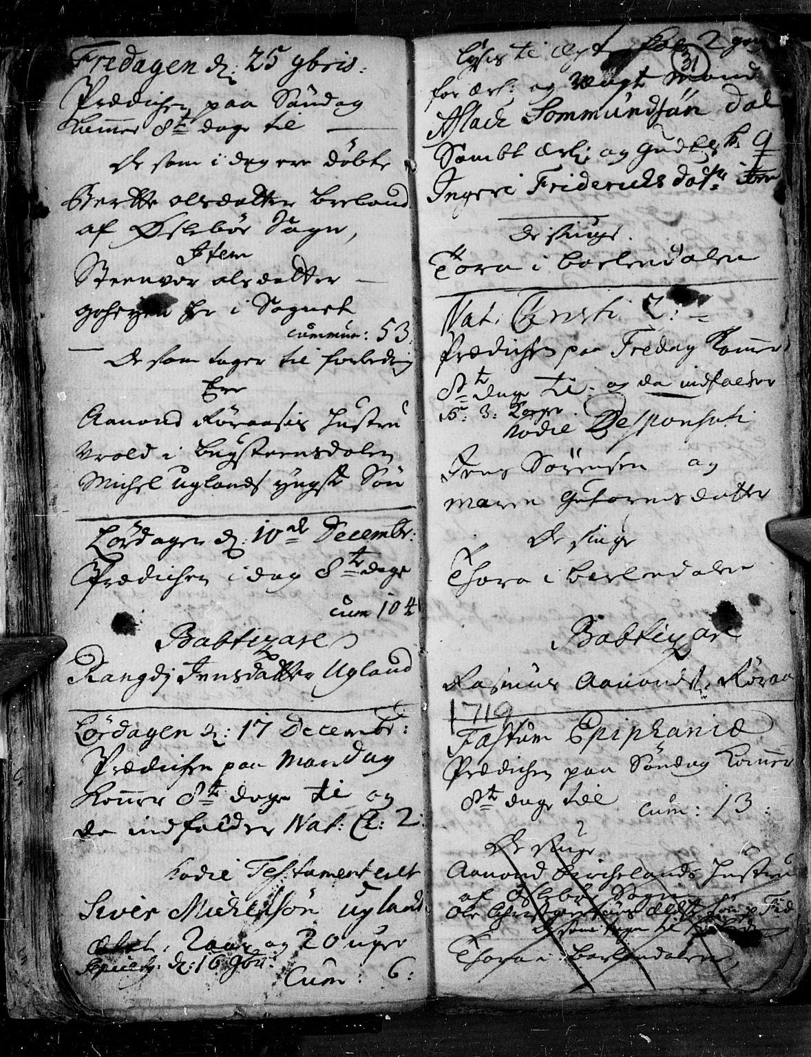 Søgne sokneprestkontor, SAK/1111-0037/F/Fa/Faa/L0001: Parish register (official) no. A 1, 1716-1740, p. 31
