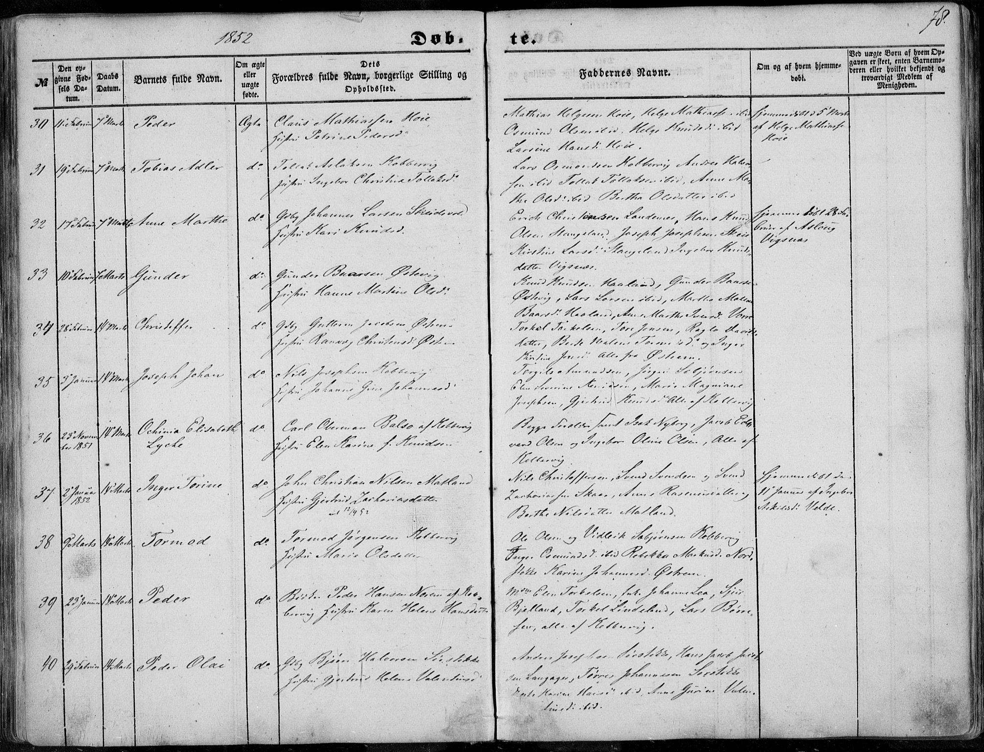 Avaldsnes sokneprestkontor, AV/SAST-A -101851/H/Ha/Haa/L0008: Parish register (official) no. A 8, 1847-1857, p. 78