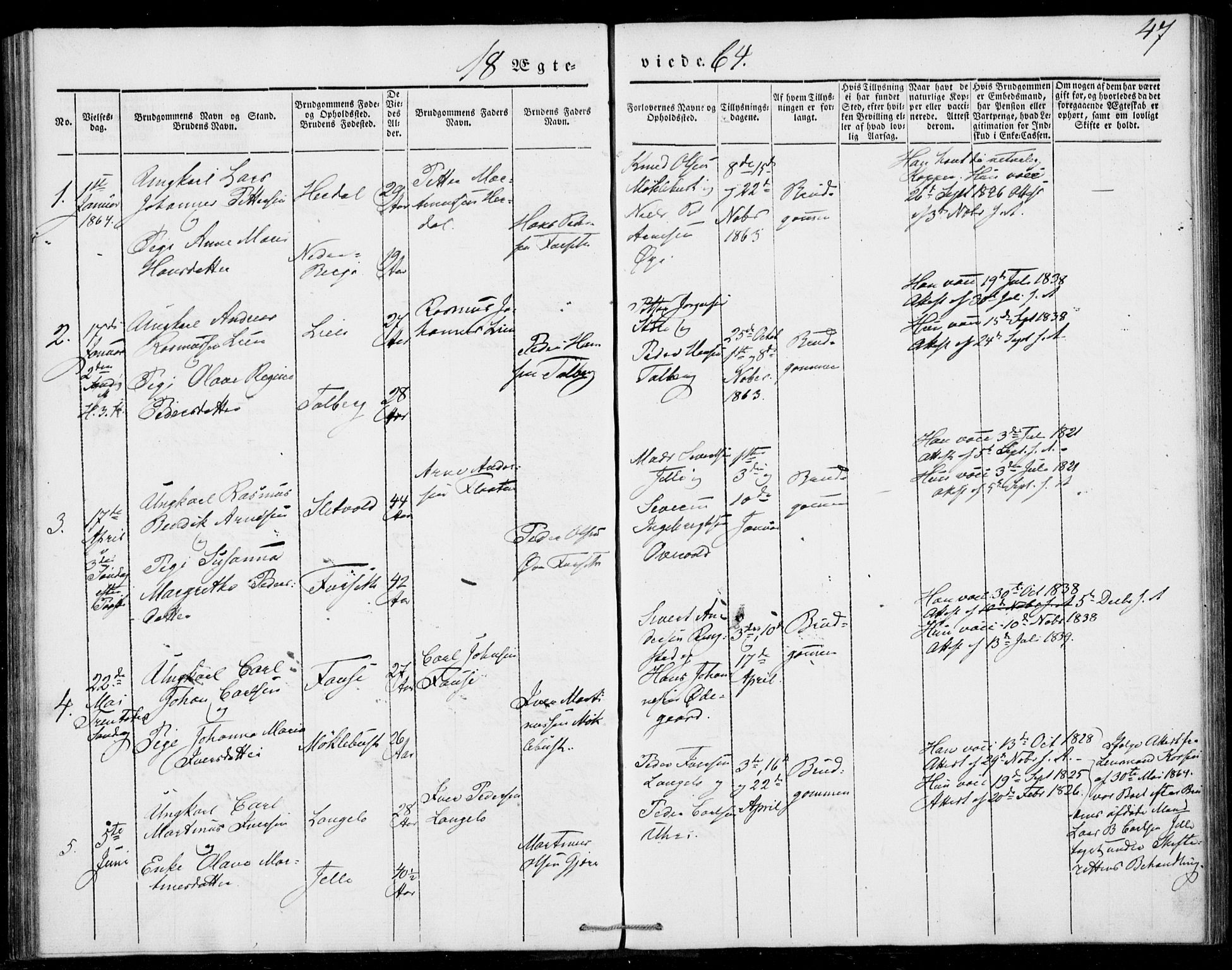 Ministerialprotokoller, klokkerbøker og fødselsregistre - Møre og Romsdal, AV/SAT-A-1454/520/L0276: Parish register (official) no. 520A06, 1844-1881, p. 47