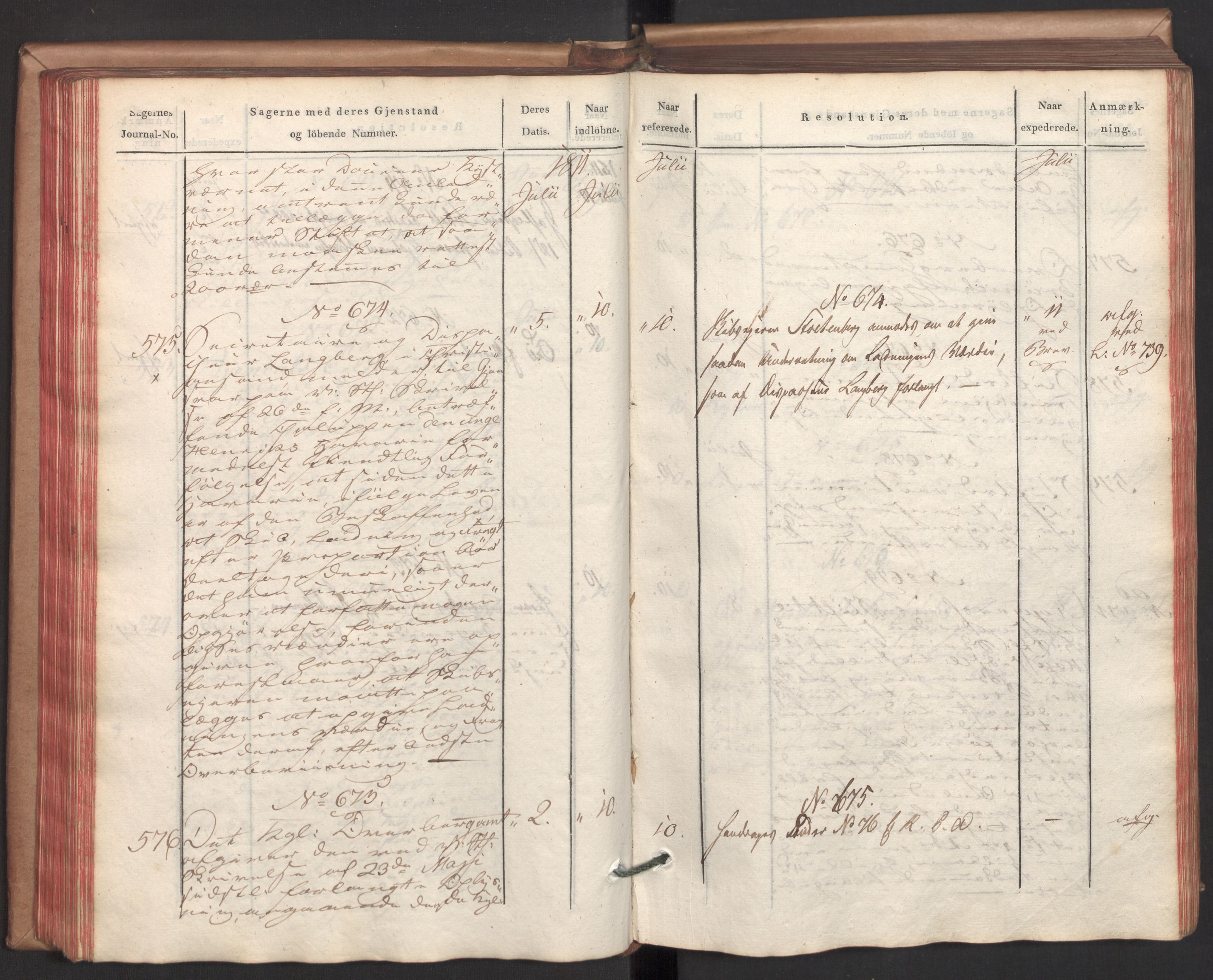 Stattholderembetet 1810-1814, 2. kontor (Kontor B), AV/RA-EA-5432/Ab/L0002: Referatprotokoll,  j.nr. 291-1001,  l.nr. 348-1179, 1811, p. 111