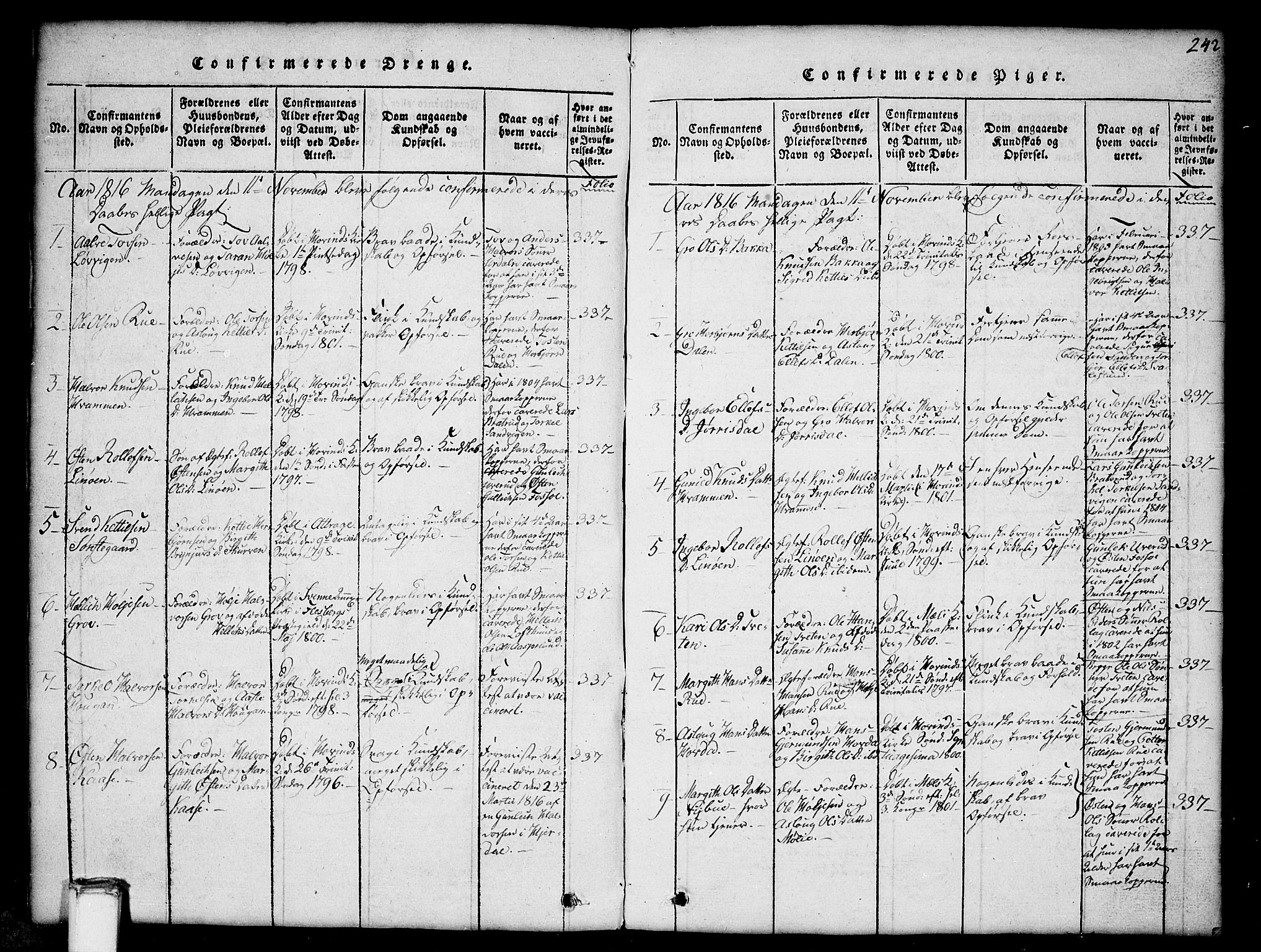 Gransherad kirkebøker, SAKO/A-267/G/Gb/L0001: Parish register (copy) no. II 1, 1815-1860, p. 242