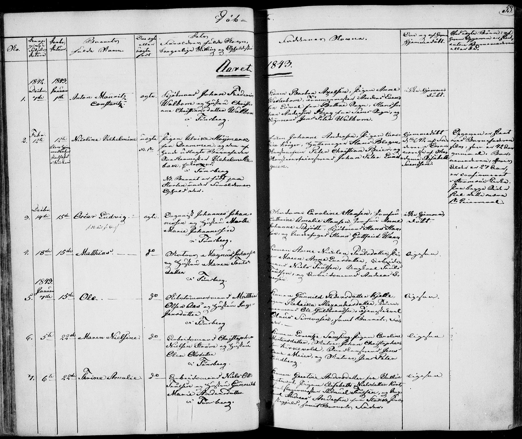 Tønsberg kirkebøker, AV/SAKO-A-330/F/Fa/L0006: Parish register (official) no. I 6, 1836-1844, p. 53