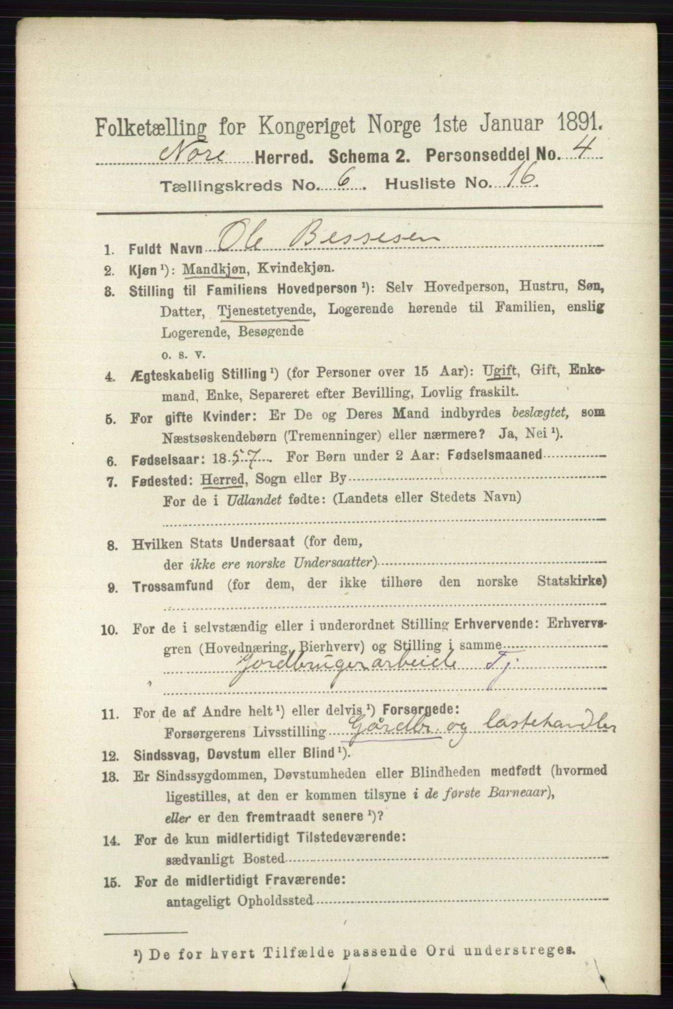 RA, 1891 census for 0633 Nore, 1891, p. 2085