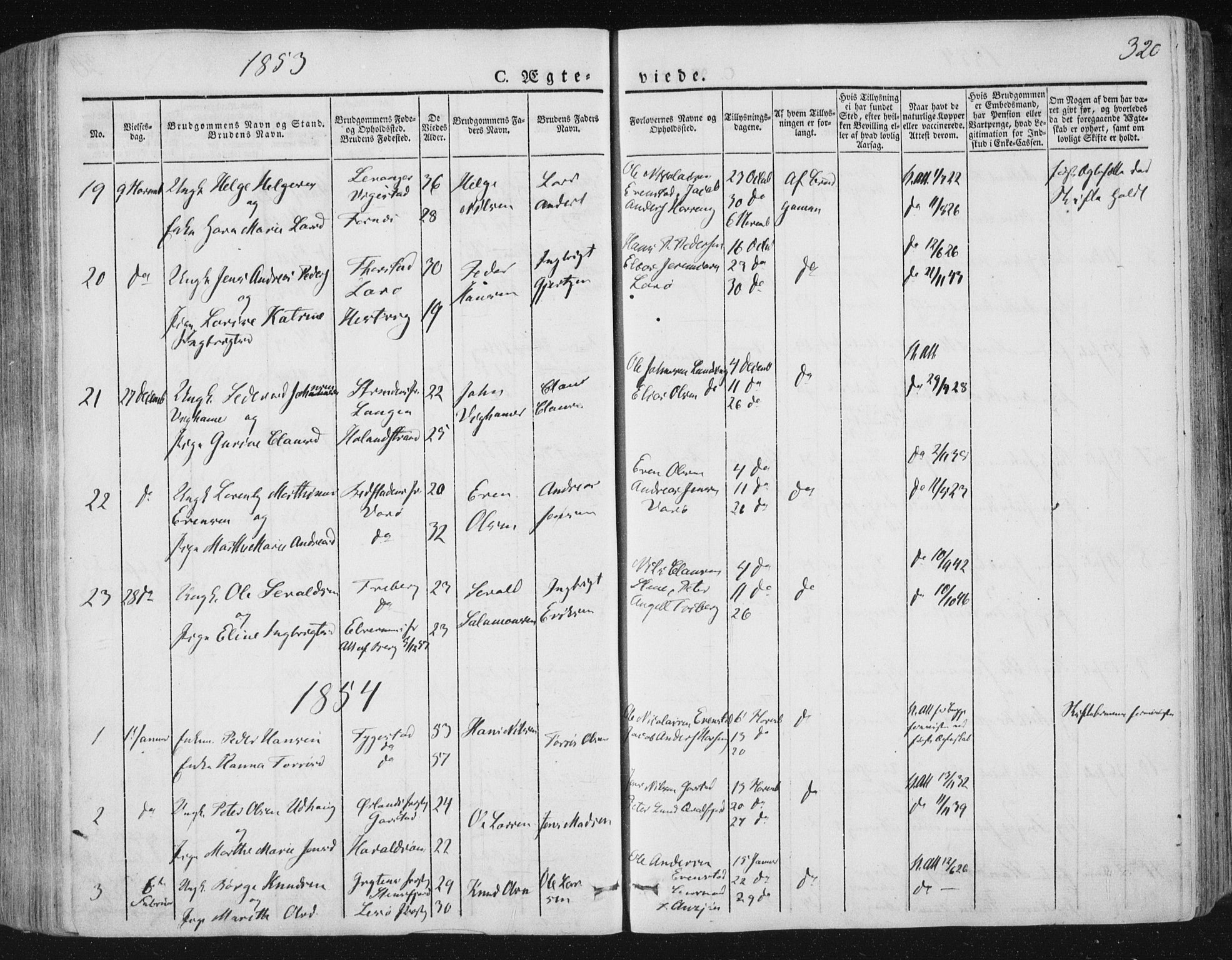 Ministerialprotokoller, klokkerbøker og fødselsregistre - Nord-Trøndelag, SAT/A-1458/784/L0669: Parish register (official) no. 784A04, 1829-1859, p. 320