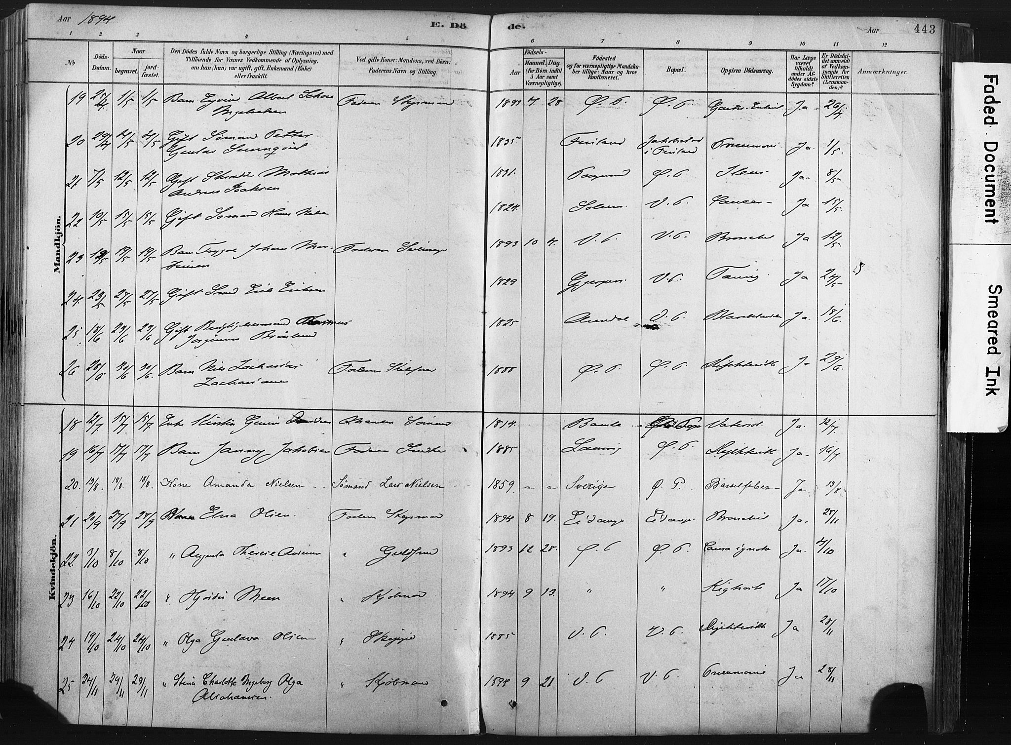 Porsgrunn kirkebøker , AV/SAKO-A-104/F/Fa/L0008: Parish register (official) no. 8, 1878-1895, p. 443