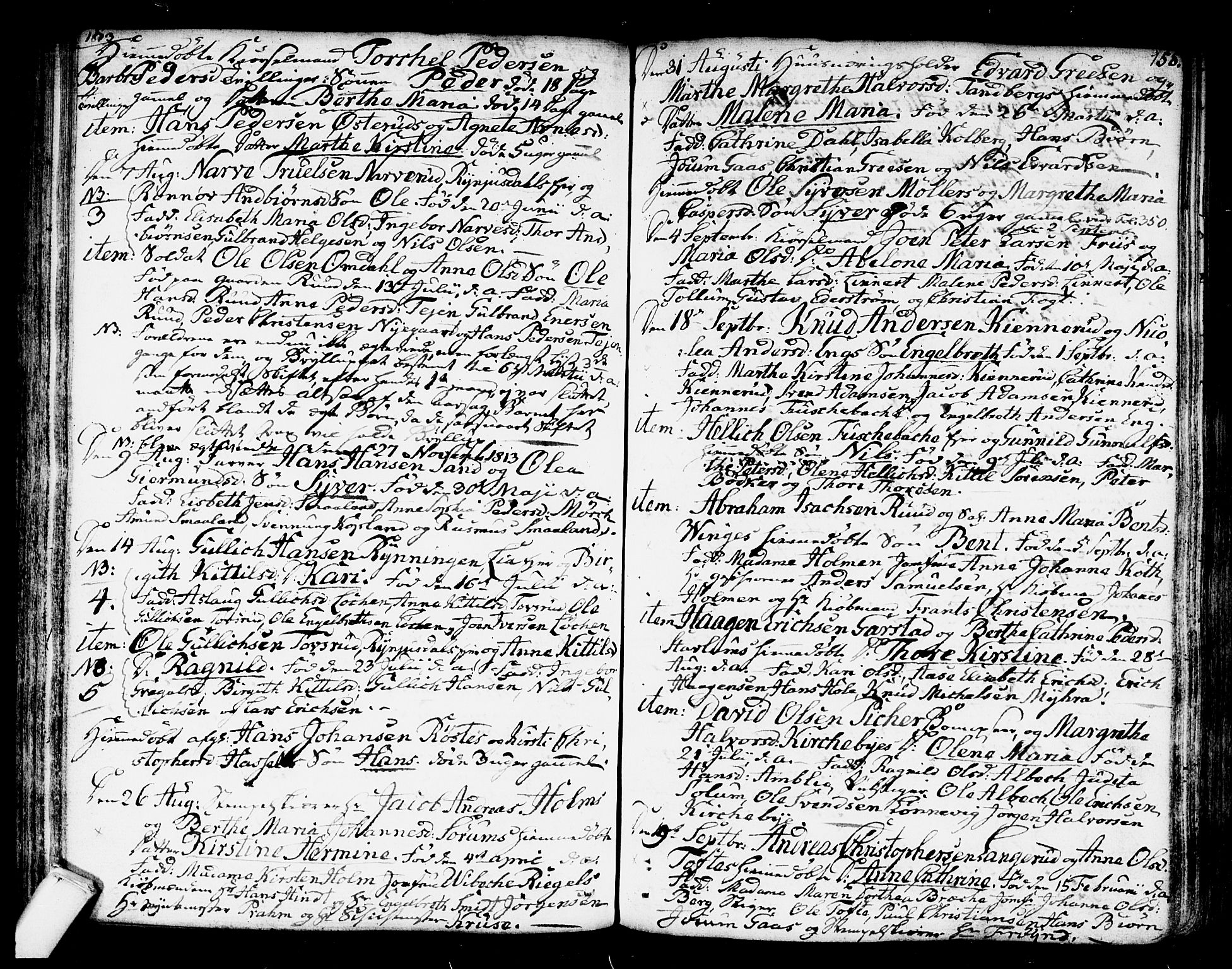 Kongsberg kirkebøker, SAKO/A-22/F/Fa/L0007: Parish register (official) no. I 7, 1795-1816, p. 158