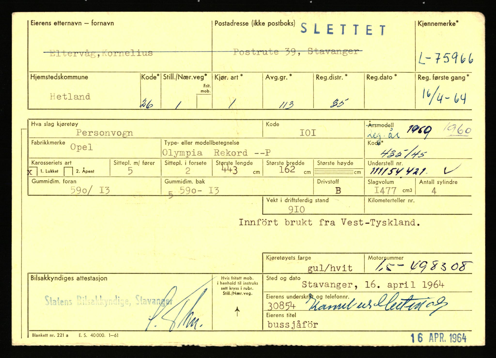 Stavanger trafikkstasjon, AV/SAST-A-101942/0/F/L0068: L-75000 - L-76799, 1930-1971, p. 1199