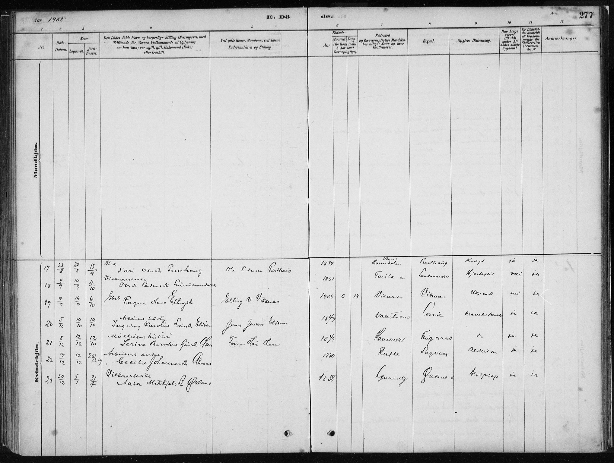 Stord sokneprestembete, AV/SAB-A-78201/H/Haa: Parish register (official) no. B 2, 1878-1913, p. 277