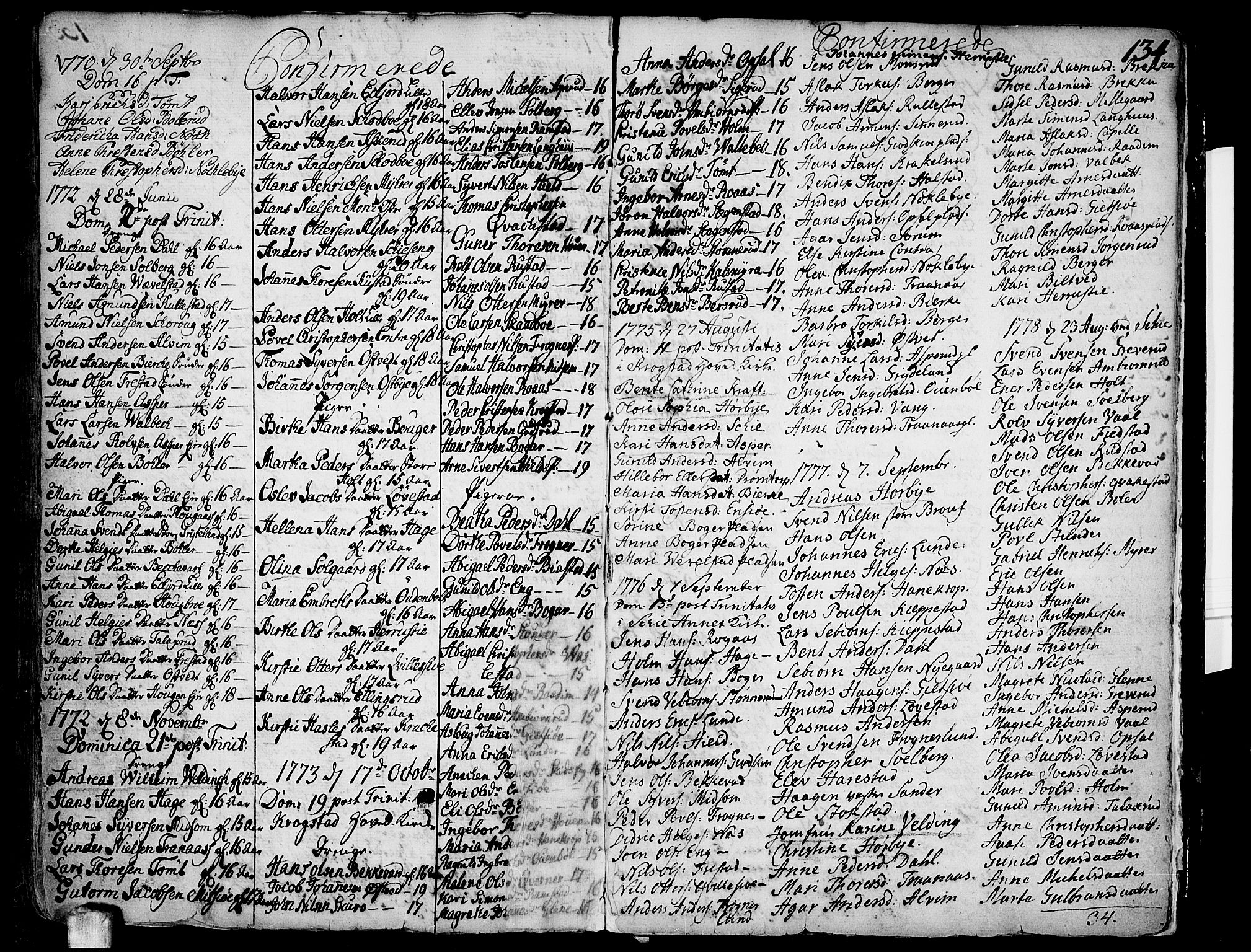 Kråkstad prestekontor Kirkebøker, SAO/A-10125a/F/Fa/L0001: Parish register (official) no. I 1, 1736-1785, p. 134