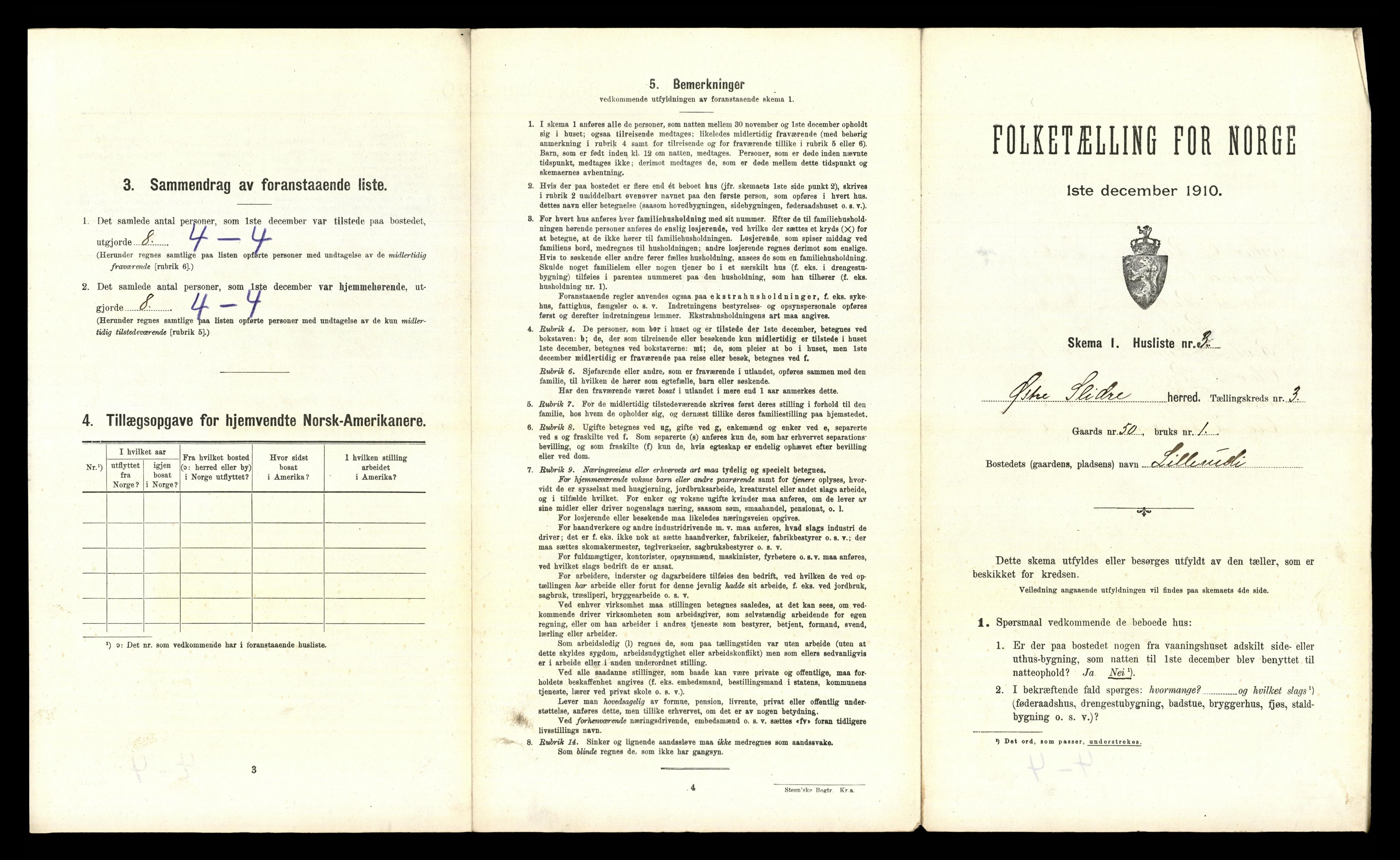 RA, 1910 census for Øystre Slidre, 1910, p. 240