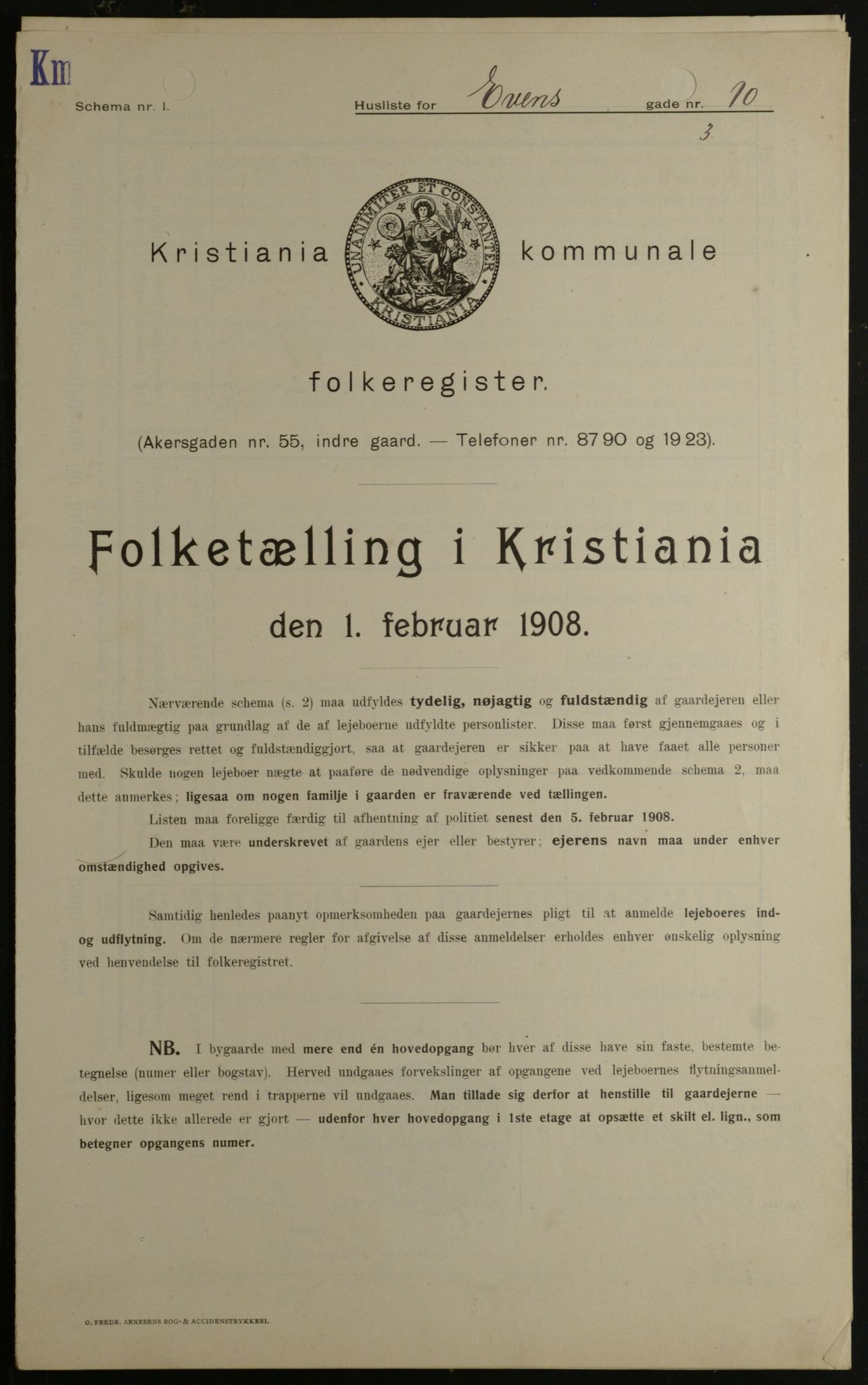 OBA, Municipal Census 1908 for Kristiania, 1908, p. 20854