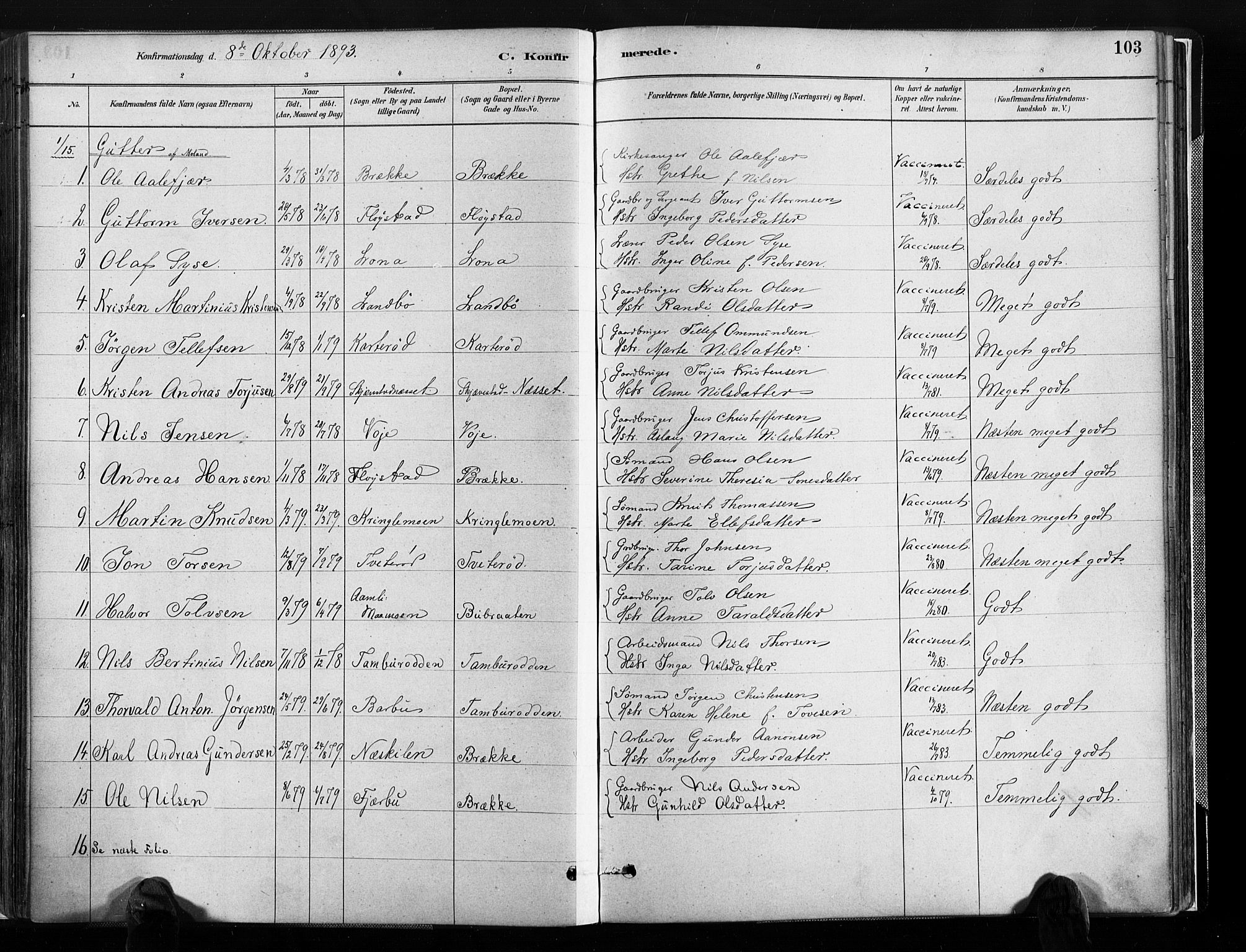 Austre Moland sokneprestkontor, AV/SAK-1111-0001/F/Fa/Faa/L0010: Parish register (official) no. A 10, 1880-1904, p. 103