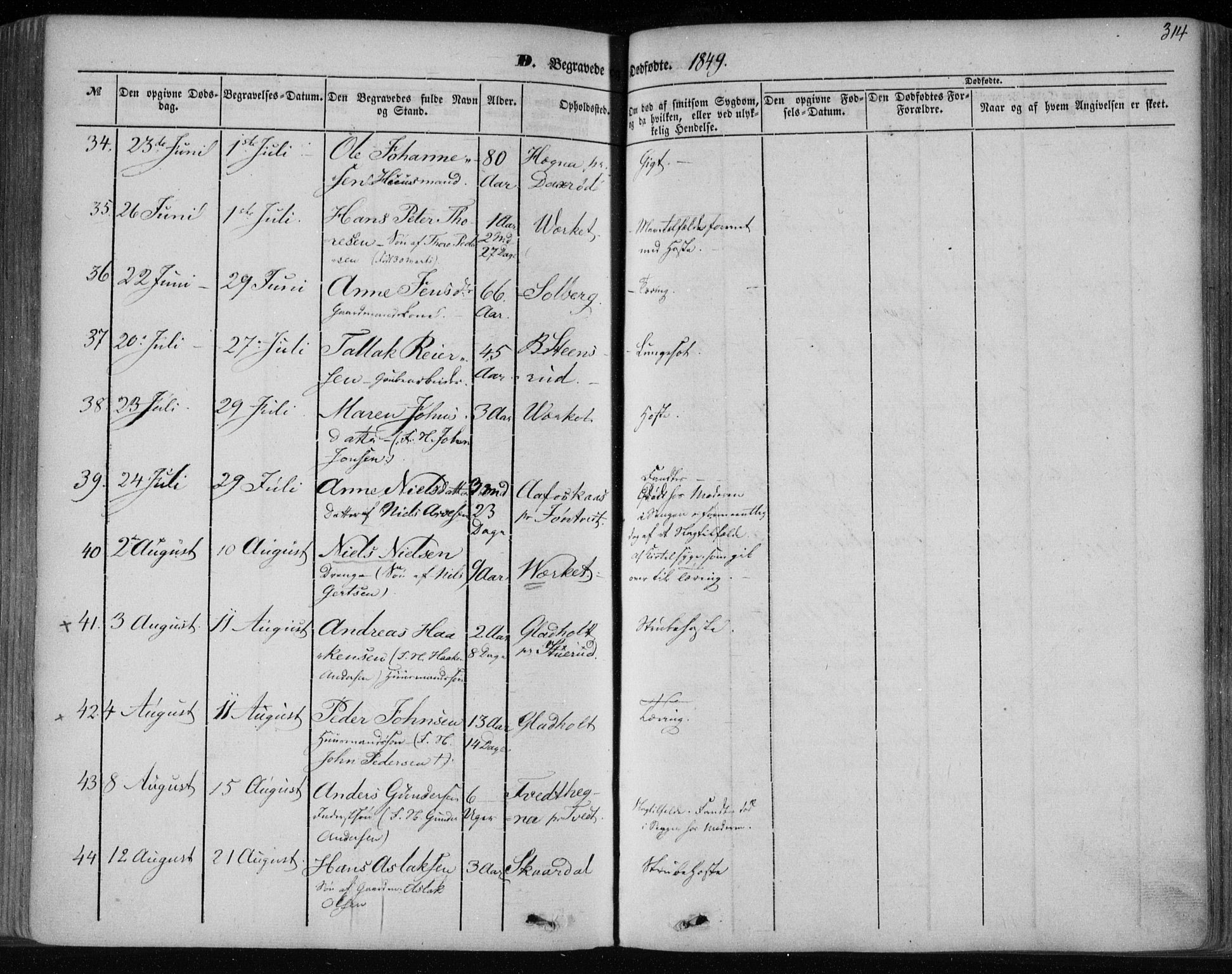 Holla kirkebøker, AV/SAKO-A-272/F/Fa/L0005: Parish register (official) no. 5, 1849-1860, p. 314