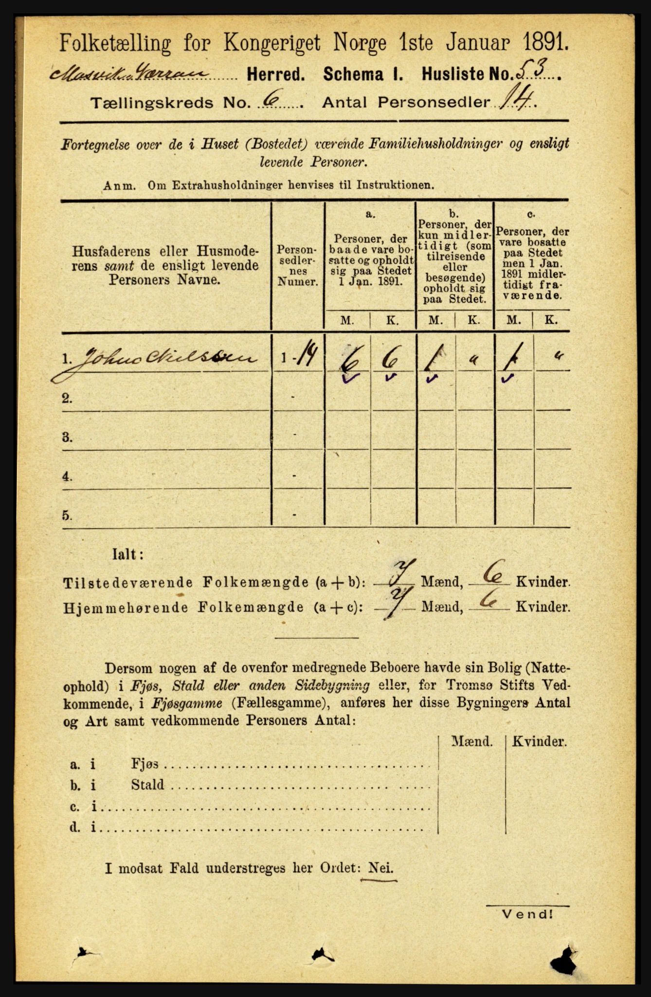 RA, 1891 census for 1723 Mosvik og Verran, 1891, p. 2440