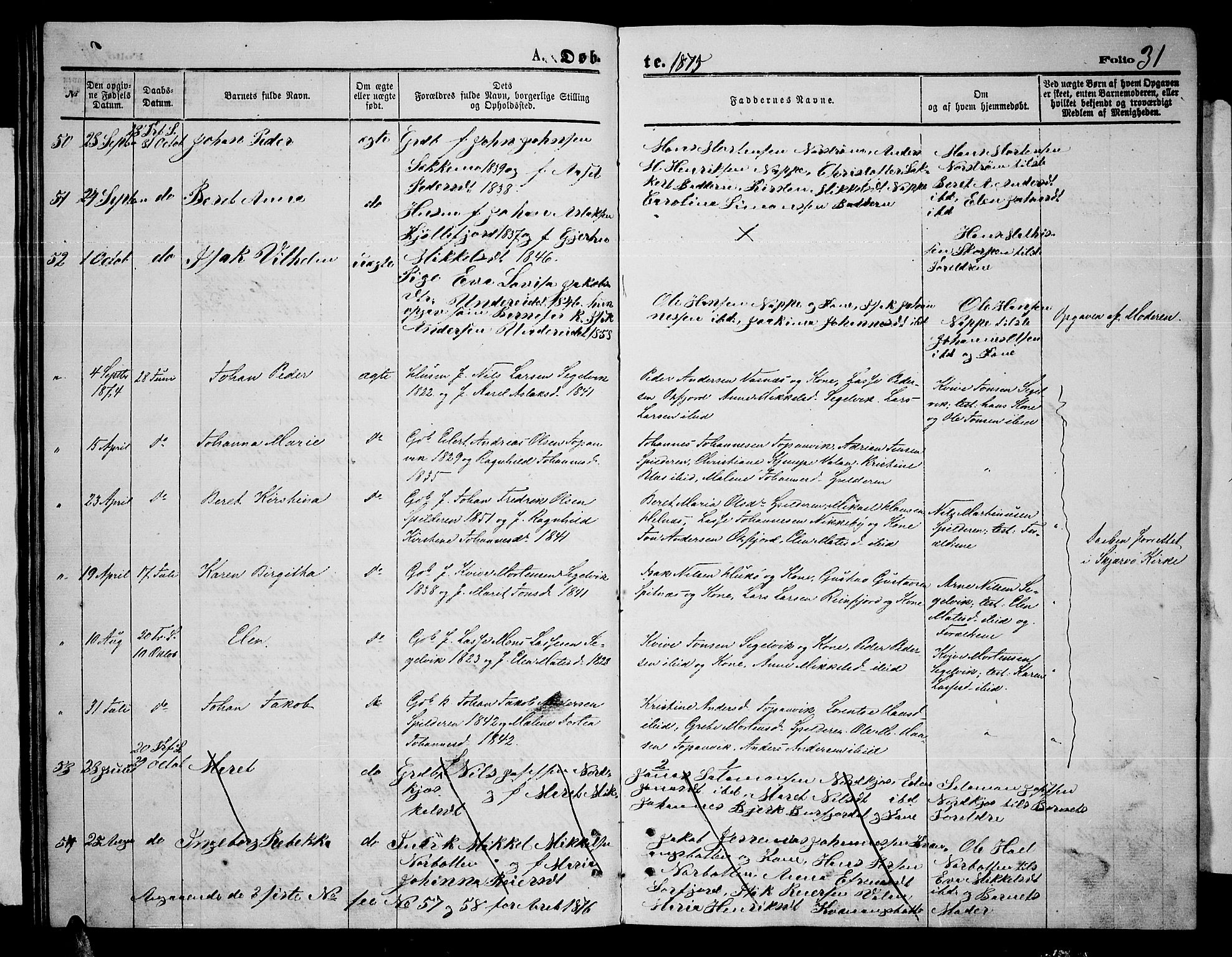 Skjervøy sokneprestkontor, AV/SATØ-S-1300/H/Ha/Hab/L0014klokker: Parish register (copy) no. 14, 1871-1877, p. 31