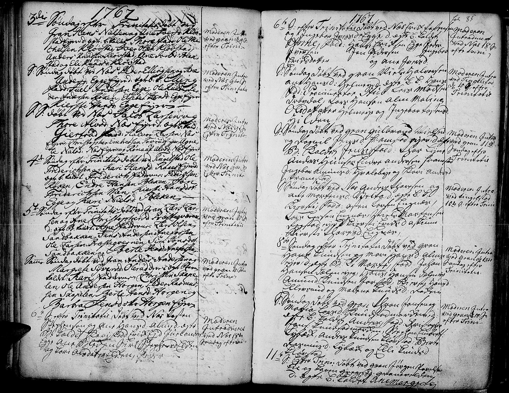 Gran prestekontor, AV/SAH-PREST-112/H/Ha/Haa/L0004: Parish register (official) no. 4, 1759-1775, p. 85