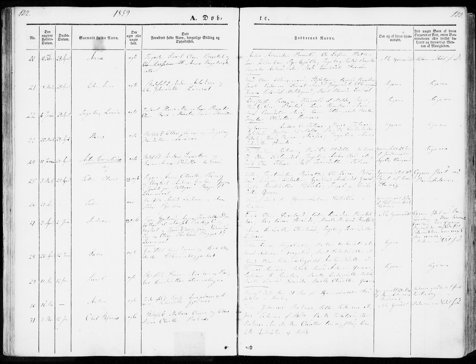 Ministerialprotokoller, klokkerbøker og fødselsregistre - Møre og Romsdal, AV/SAT-A-1454/555/L0653: Parish register (official) no. 555A04, 1843-1869, p. 122-123