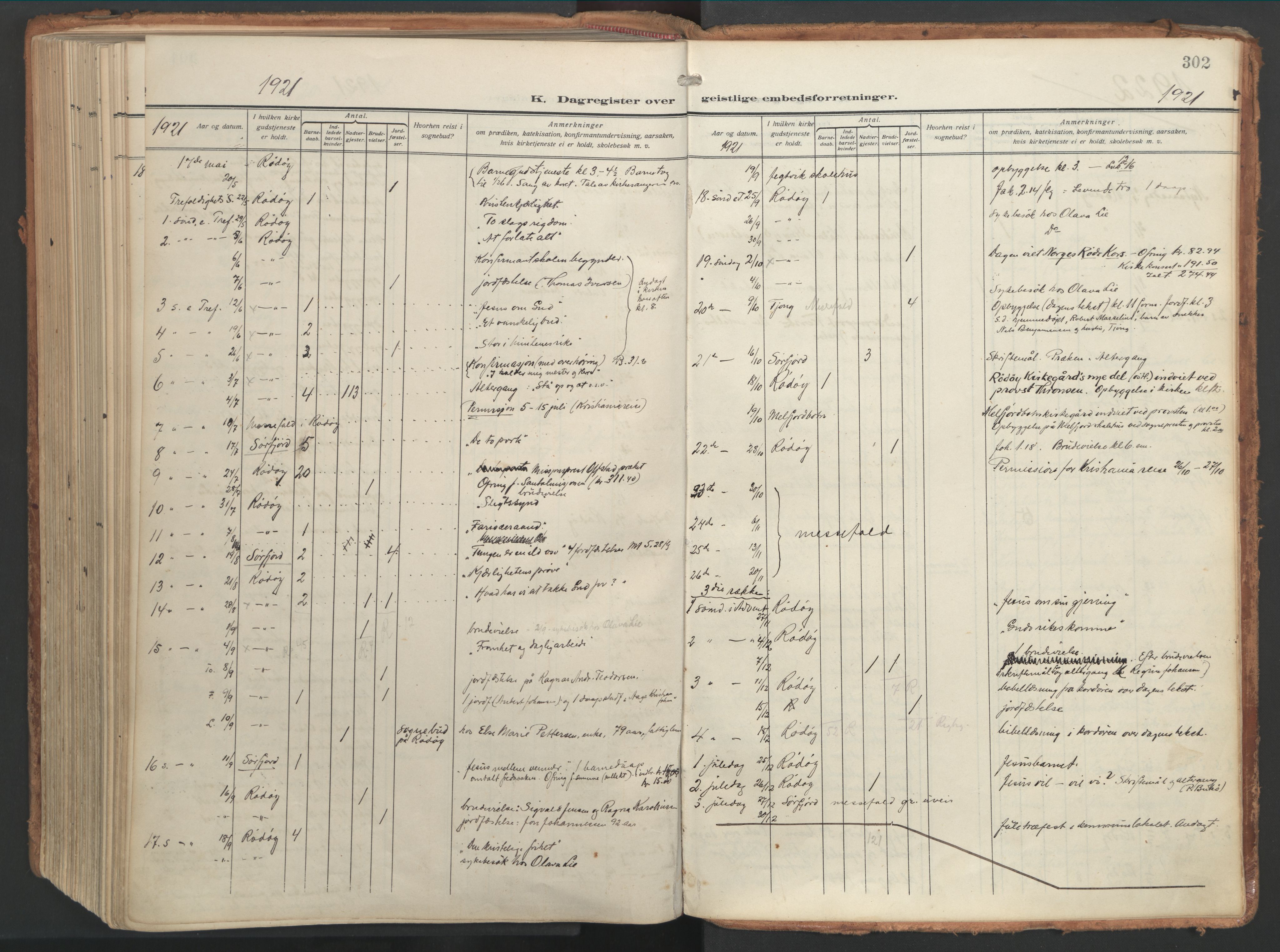 Ministerialprotokoller, klokkerbøker og fødselsregistre - Nordland, SAT/A-1459/841/L0614: Parish register (official) no. 841A17, 1911-1925, p. 302