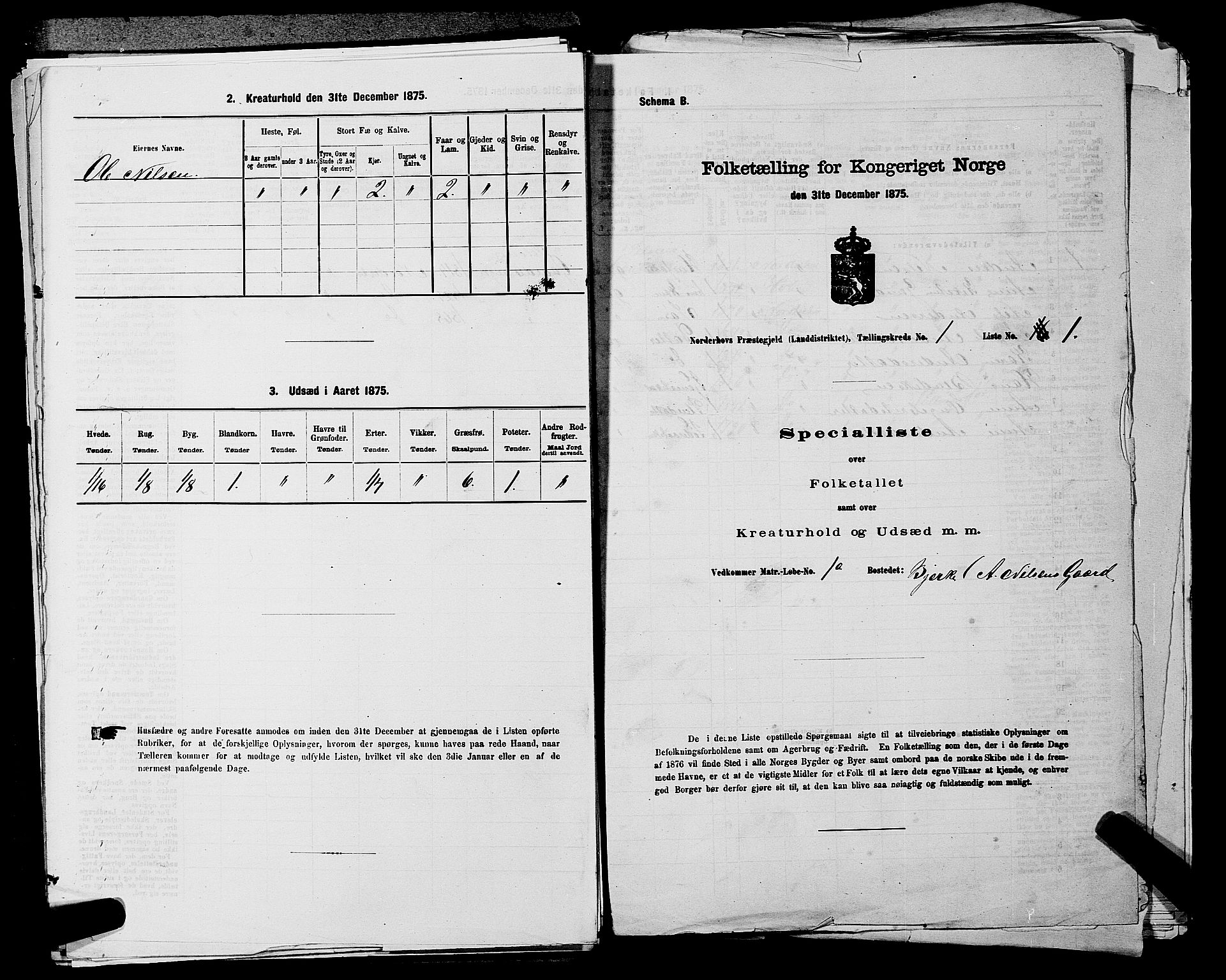 SAKO, 1875 census for 0613L Norderhov/Norderhov, Haug og Lunder, 1875, p. 279