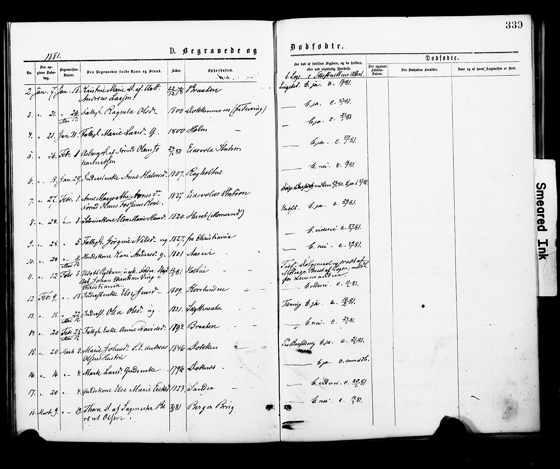 Eidsvoll prestekontor Kirkebøker, AV/SAO-A-10888/F/Fa/L0001: Parish register (official) no. I 1, 1877-1881, p. 339