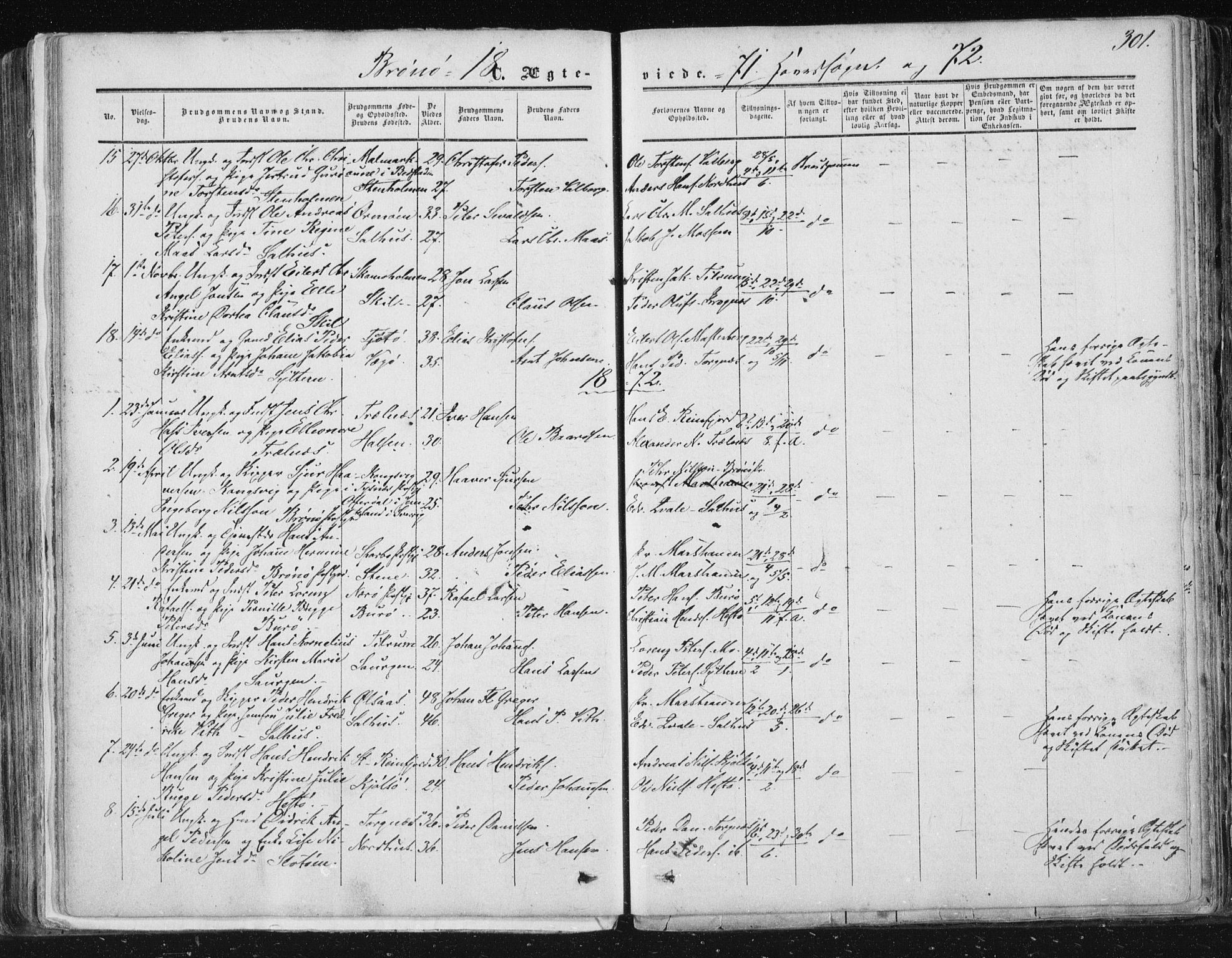 Ministerialprotokoller, klokkerbøker og fødselsregistre - Nordland, SAT/A-1459/813/L0198: Parish register (official) no. 813A08, 1834-1874, p. 301