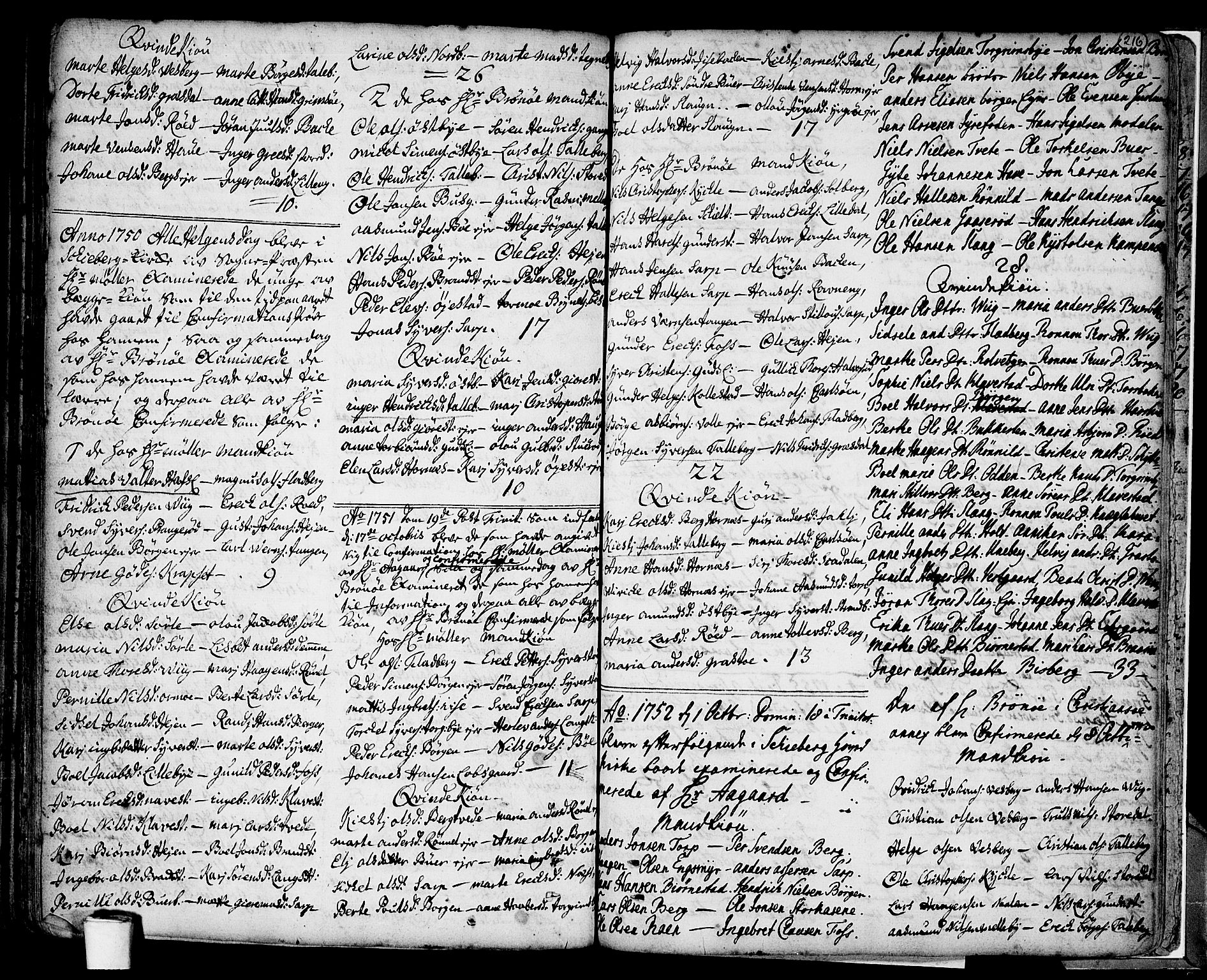 Skjeberg prestekontor Kirkebøker, SAO/A-10923/F/Fa/L0002: Parish register (official) no. I 2, 1726-1791, p. 216